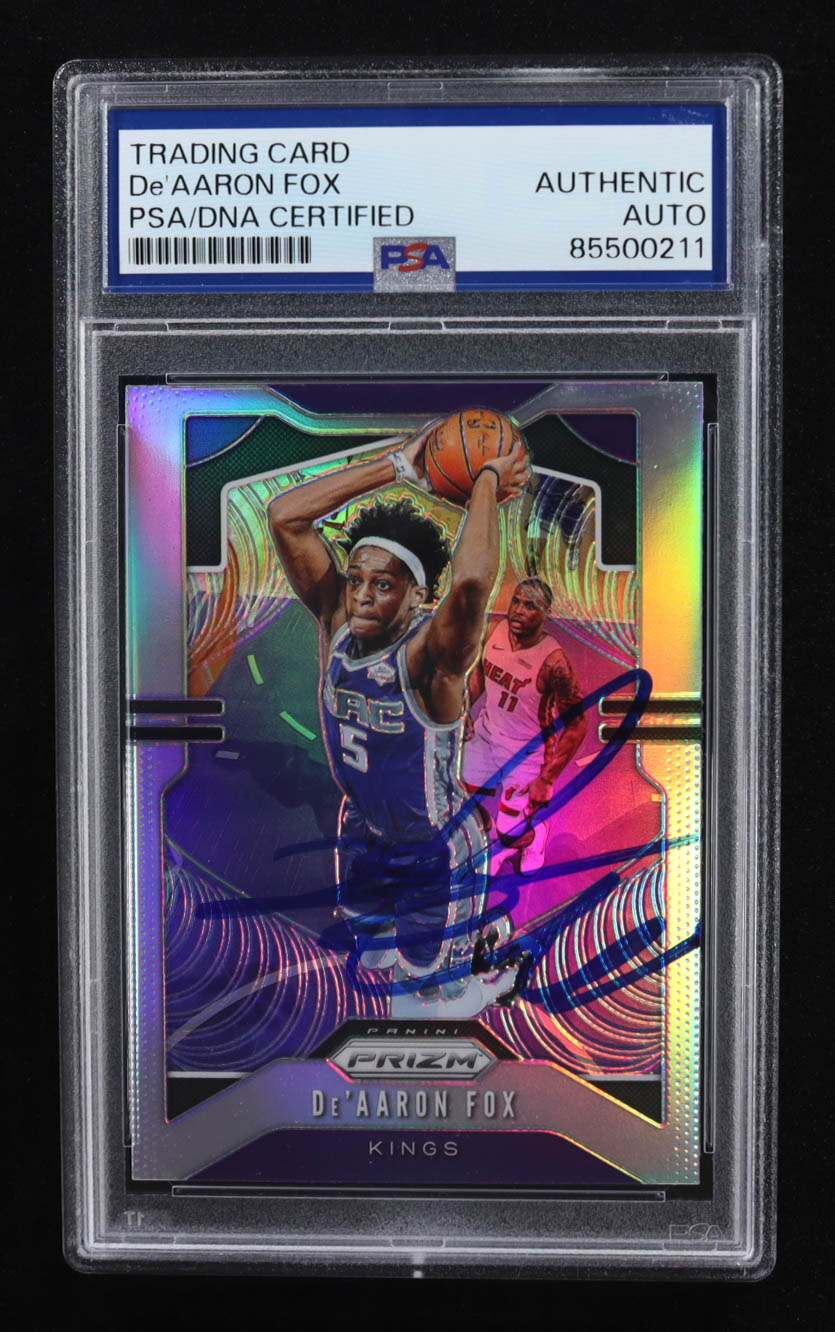De'Aaron Fox Signed 2019-20 Panini Prizm #120 (PSA) at PristineAuction.com De'Aaron Fox Signed 2019-20 Panini Prizm #120 (PSA) at PristineAuction.com