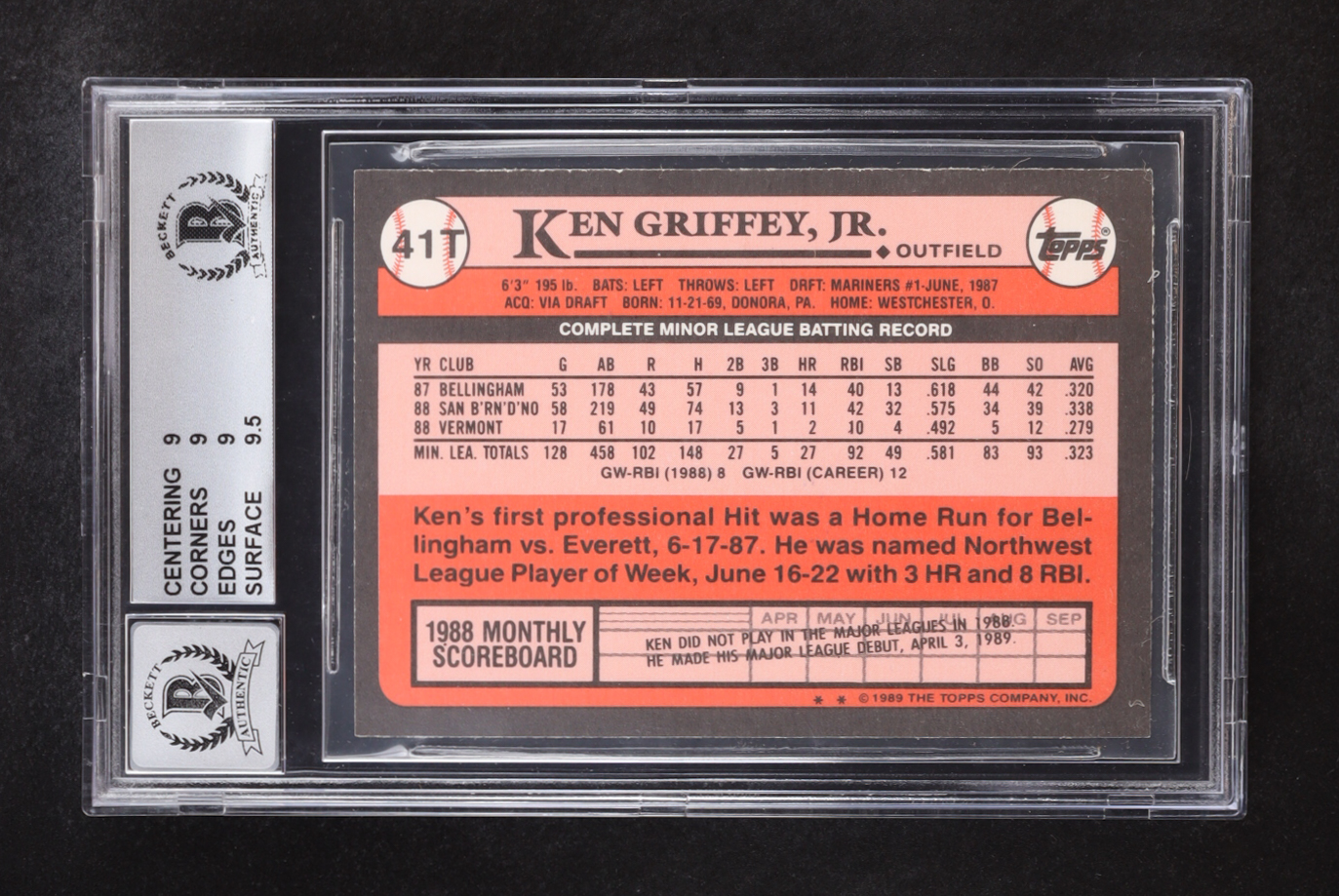 Ken Griffey Jr. Signed 1989 Topps Traded #41T (BGS 9 | Auto 10) at PristineAuction.com Ken Griffey Jr. Signed 1989 Topps Traded #41T (BGS 9 | Auto 10) at PristineAuction.com
