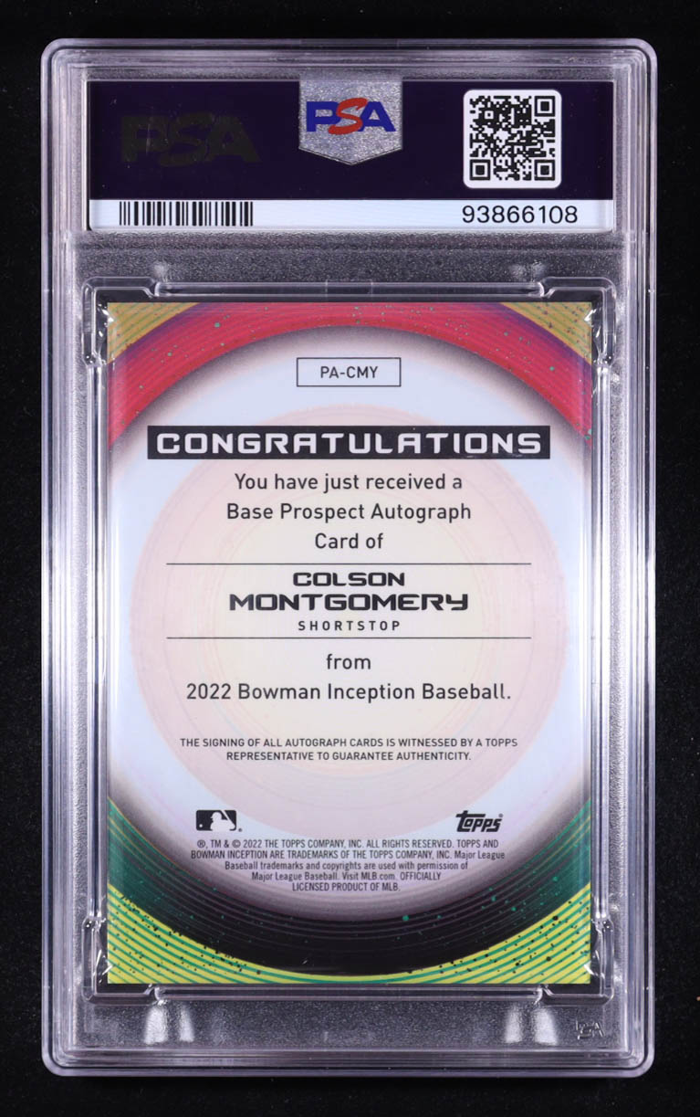 Colson Montgomery 2022 Bowman Inception Autographs Blue #PA-CMY #91/99 RC (PSA 10) at PristineAuction.com Colson Montgomery 2022 Bowman Inception Autographs Blue #PA-CMY #91/99 RC (PSA 10) at PristineAuction.com