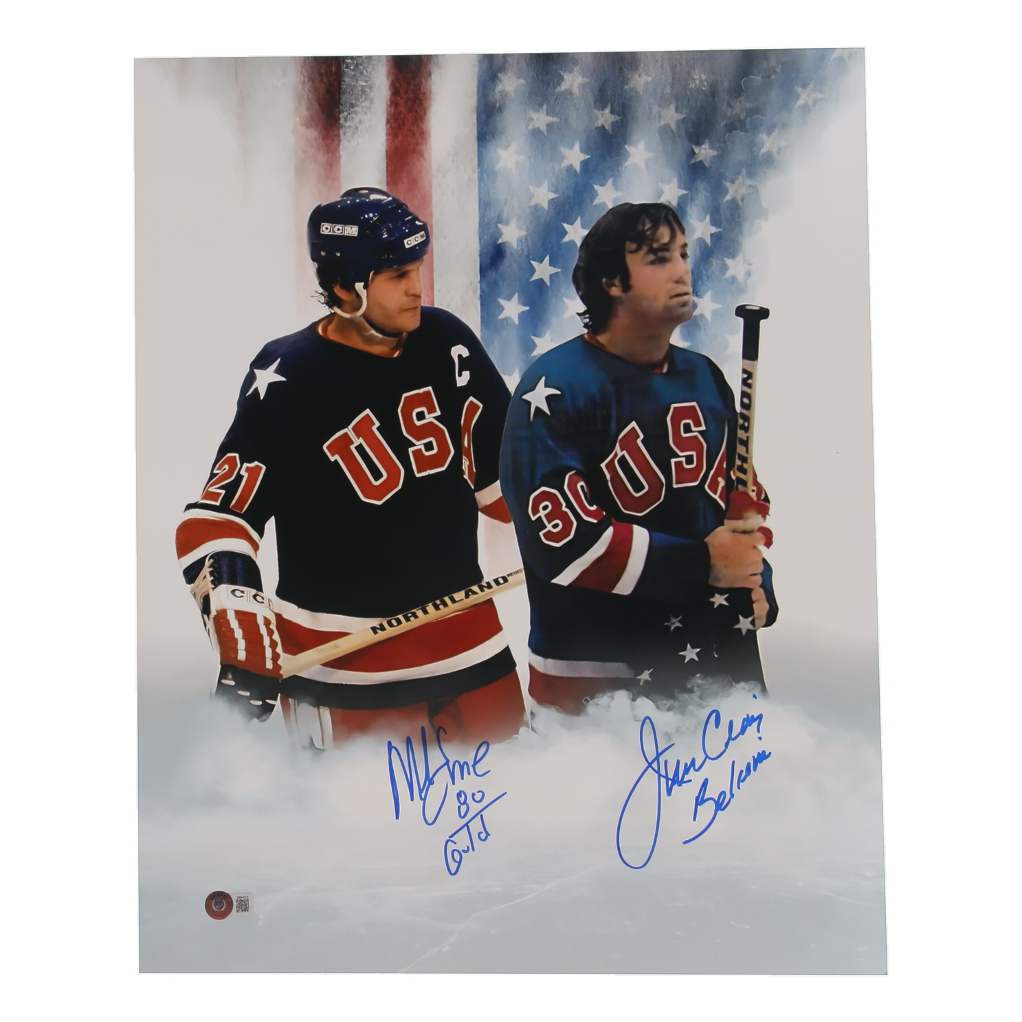 Mike Eruzione & Jim Craig Signed Team USA 16x20 Photo Inscribed "80 Gold" & "Believe" (Beckett) at PristineAuction.com Mike Eruzione & Jim Craig Signed Team USA 16x20 Photo Inscribed "80 Gold" & "Believe" (Beckett) at PristineAuction.com