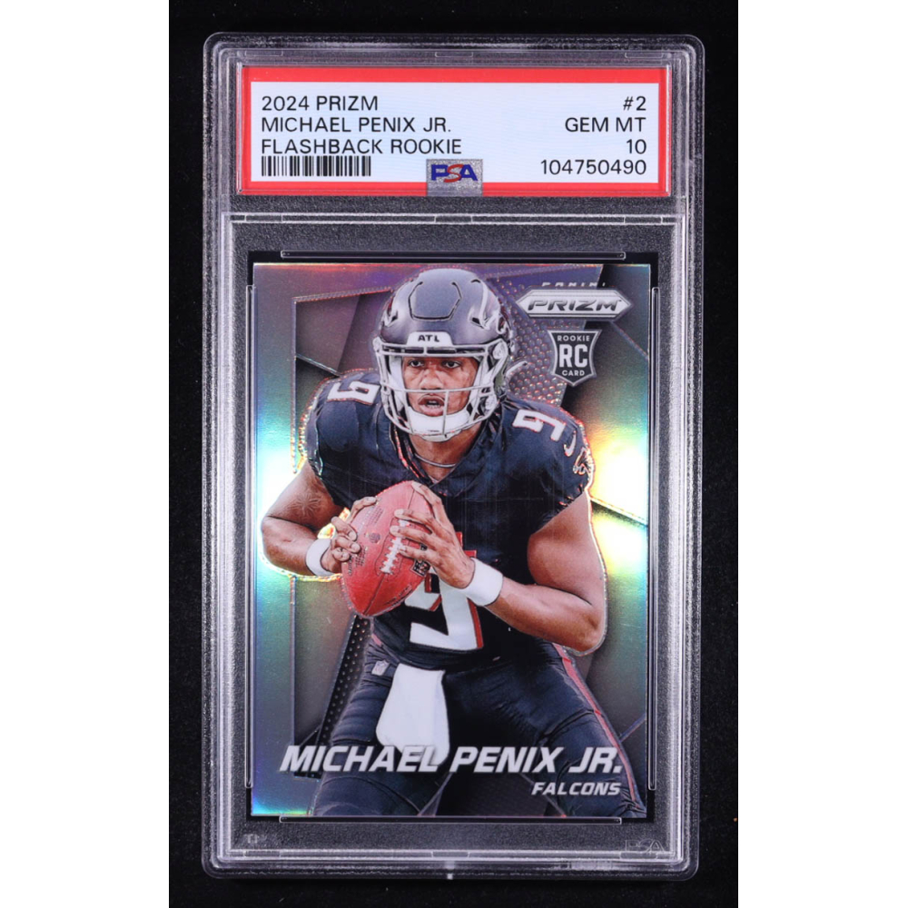 Michael Penix Jr. 2024 Panini Prizm Prizm Flashback Rookie Prizms Silver #2 RC (PSA 10) at PristineAuction.com