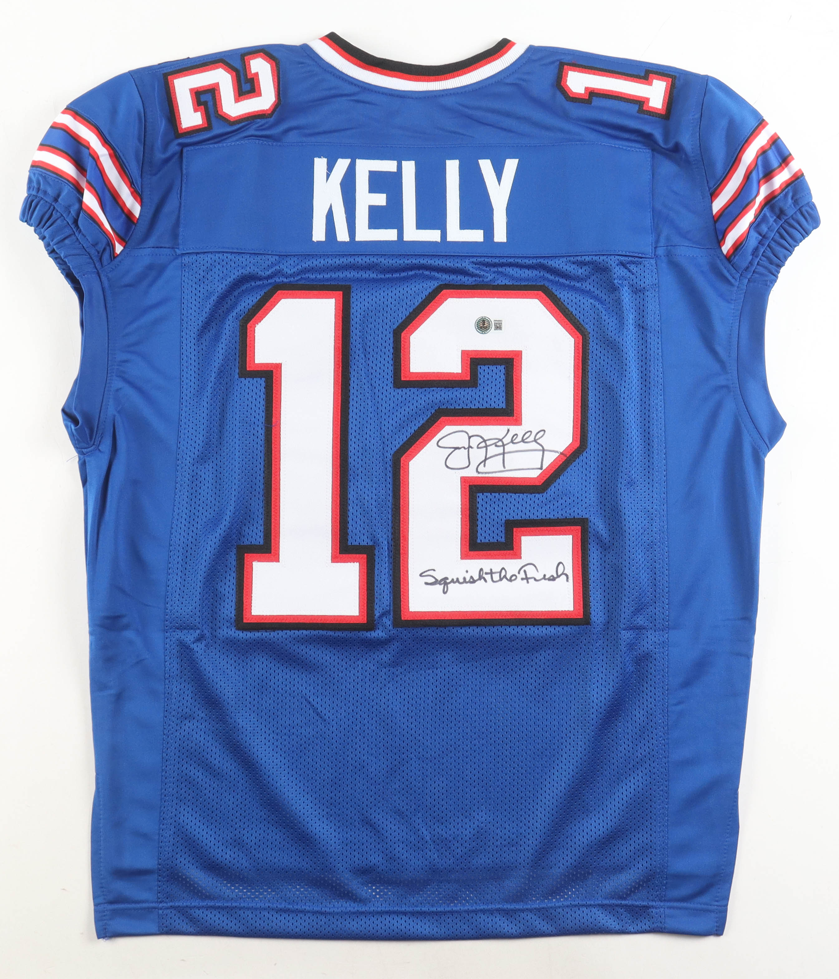Jim Kelly Signed Jersey Inscribed "Squish the Fish" (Beckett) at PristineAuction.com Jim Kelly Signed Jersey Inscribed "Squish the Fish" (Beckett) at PristineAuction.com