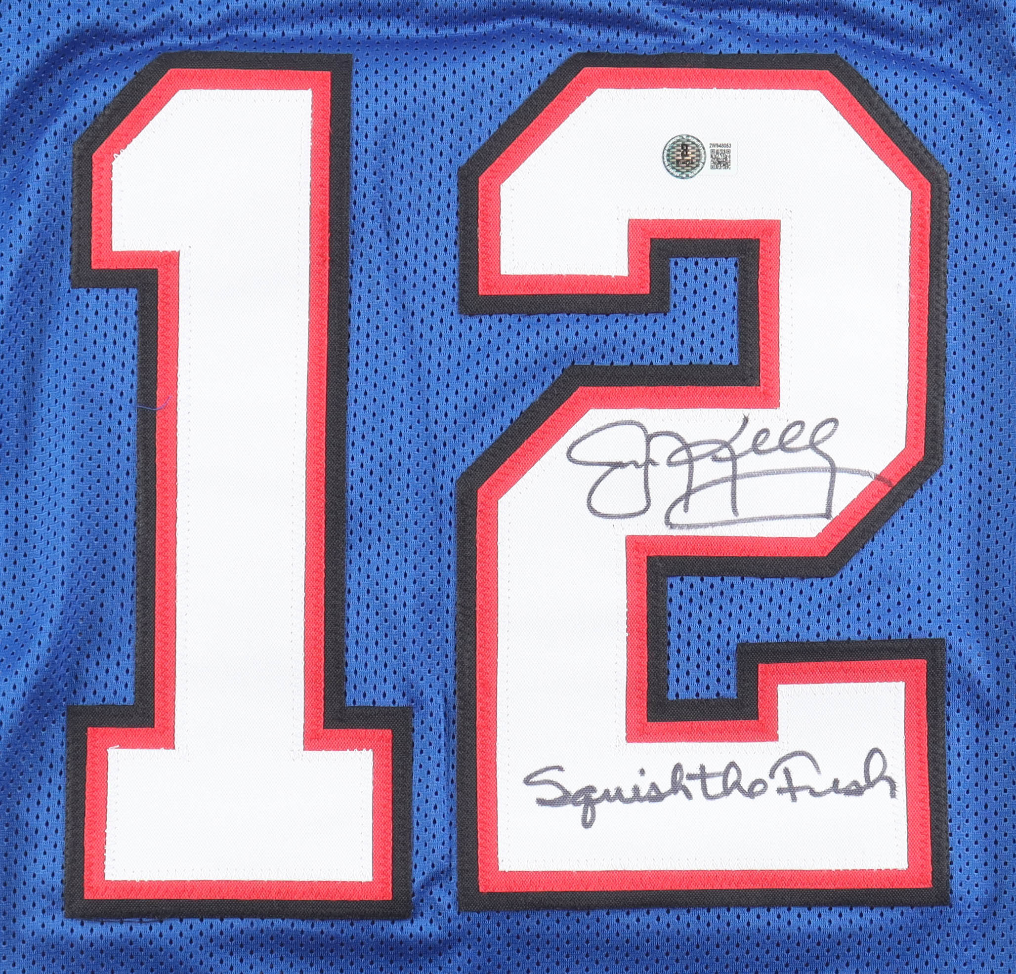 Jim Kelly Signed Jersey Inscribed "Squish the Fish" (Beckett) at PristineAuction.com Jim Kelly Signed Jersey Inscribed "Squish the Fish" (Beckett) at PristineAuction.com