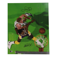 Larry Bird & Magic Johnson Signed Celtics vs Lakers 16x20 Photo (Beckett) at PristineAuction.com