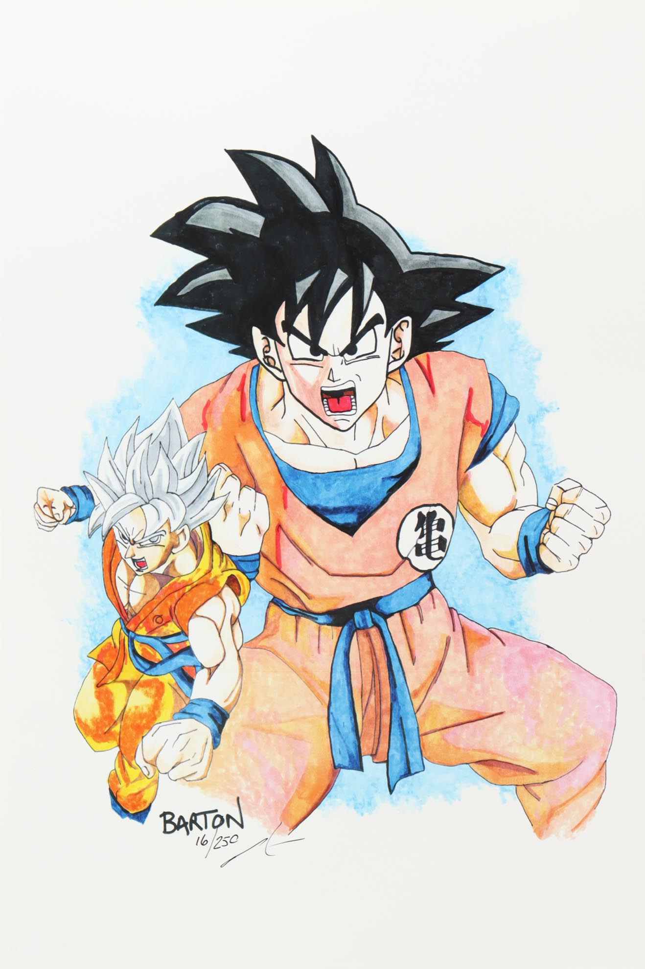"Goku" Dragon Ball LE 12x18 Lithograph by Brian Barton #/250 (PA) at PristineAuction.com "Goku" Dragon Ball LE 12x18 Lithograph by Brian Barton #/250 (PA) at PristineAuction.com