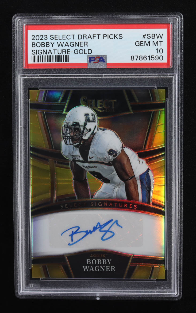 Bobby Wagner 2023 Select Draft Picks Signatures Prizms Gold #1 #5/10 (PSA 10) at PristineAuction.com Bobby Wagner 2023 Select Draft Picks Signatures Prizms Gold #1 #5/10 (PSA 10) at PristineAuction.com