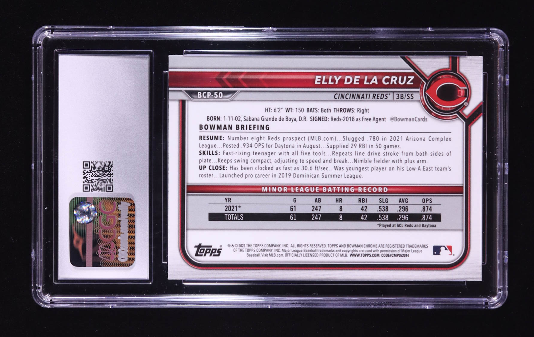 Elly De La Cruz 2022 Bowman Chrome Mega Box Prospects #BCP50 RC (CGC 10) at PristineAuction.com Elly De La Cruz 2022 Bowman Chrome Mega Box Prospects #BCP50 RC (CGC 10) at PristineAuction.com