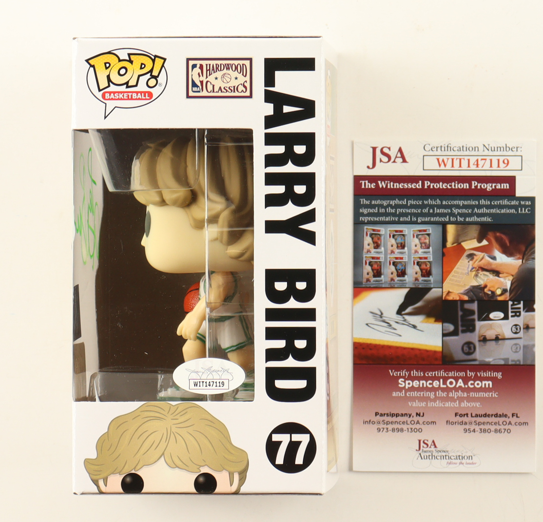 Larry Bird Signed Celtics #77 Funko Pop! Vinyl Figure (JSA) at PristineAuction.com Larry Bird Signed Celtics #77 Funko Pop! Vinyl Figure (JSA) at PristineAuction.com