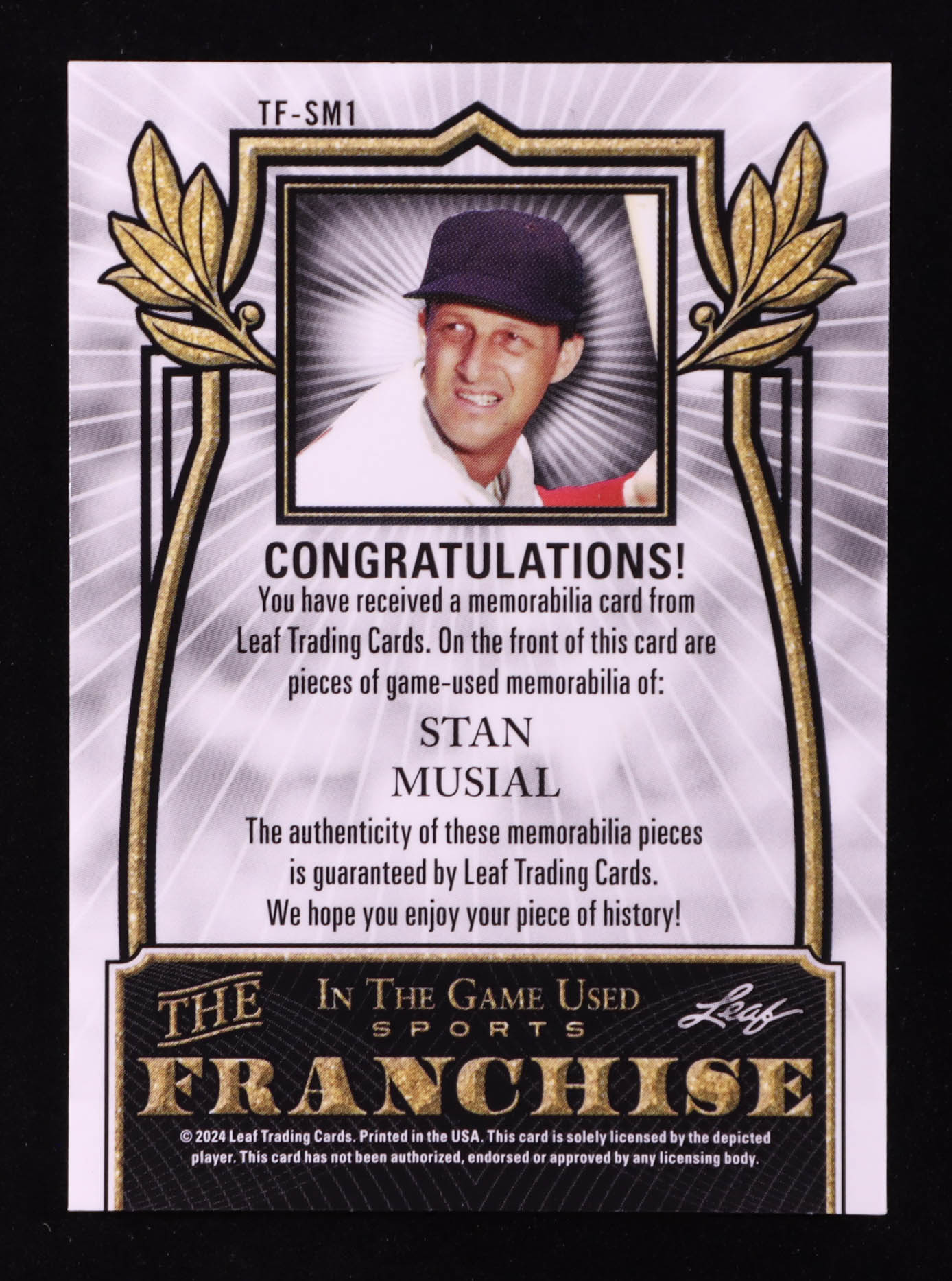 Stan Musial 2024 Leaf ITG Used Sports The Franchise Triple Memorabilia Crystal Rainbow #TFSM1 #10/40 at PristineAuction.com Stan Musial 2024 Leaf ITG Used Sports The Franchise Triple Memorabilia Crystal Rainbow #TFSM1 #10/40 at PristineAuction.com