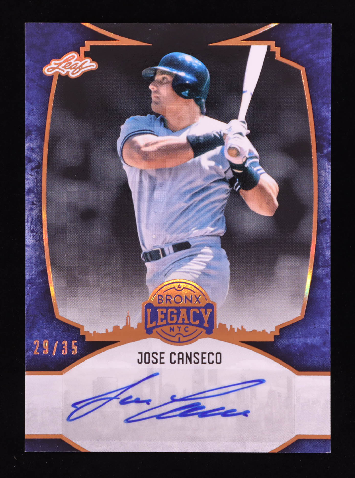 Jose Canseco 2024 Leaf A Bronx Legacy Autographs Spectrum Bronze Holofoil #BAJC2 #29/35 at PristineAuction.com Jose Canseco 2024 Leaf A Bronx Legacy Autographs Spectrum Bronze Holofoil #BAJC2 #29/35 at PristineAuction.com