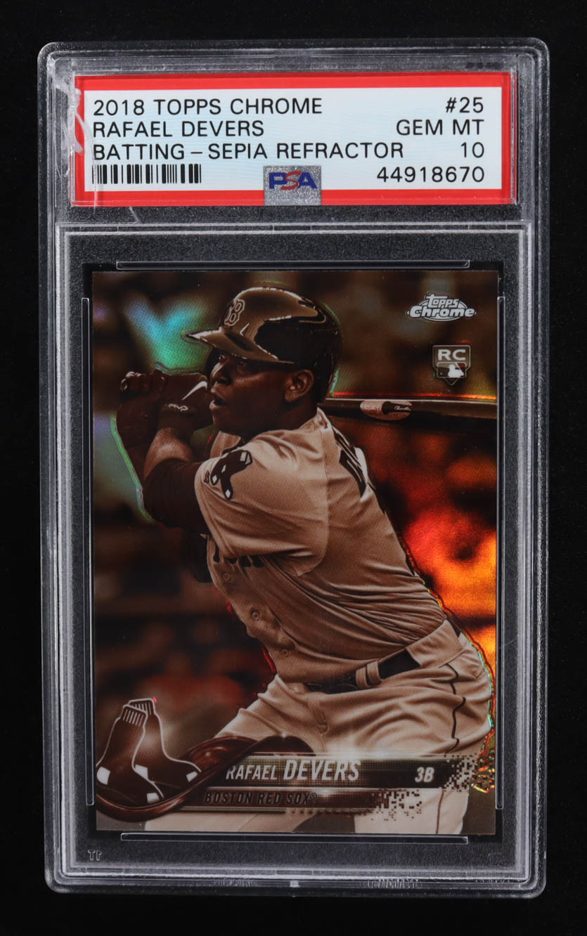 Rafael Devers 2018 Topps Chrome Sepia Refractors #25 RC (PSA 10) at PristineAuction.com Rafael Devers 2018 Topps Chrome Sepia Refractors #25 RC (PSA 10) at PristineAuction.com