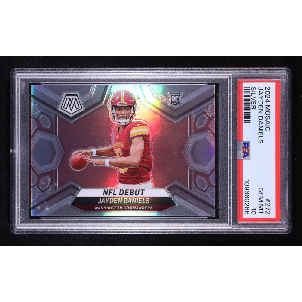 Jayden Daniels 2024 Panini Mosaic Silver #272 DEB RC (PSA 10) at PristineAuction.com