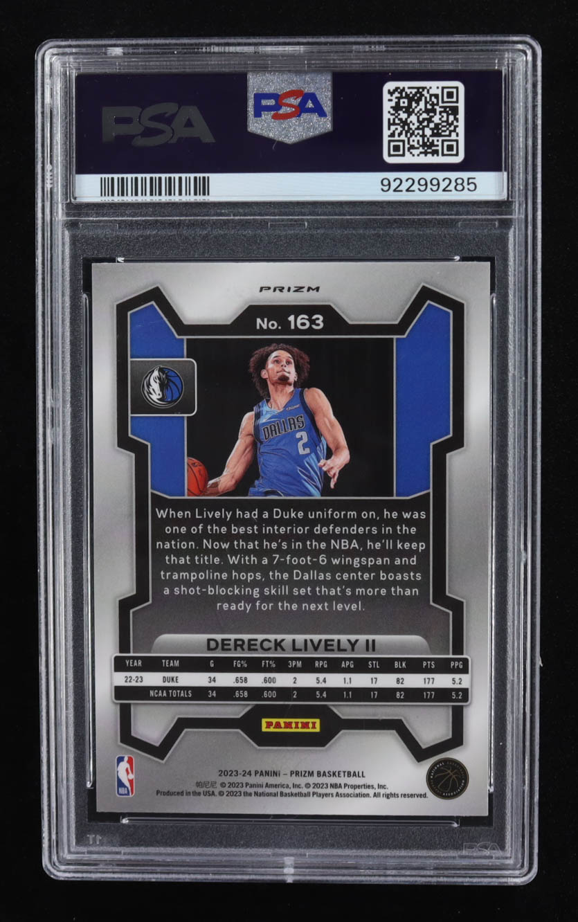 Dereck Lively 2023-24 Panini Prizm Prizms Silver #163 RC (PSA 9) at PristineAuction.com Dereck Lively 2023-24 Panini Prizm Prizms Silver #163 RC (PSA 9) at PristineAuction.com