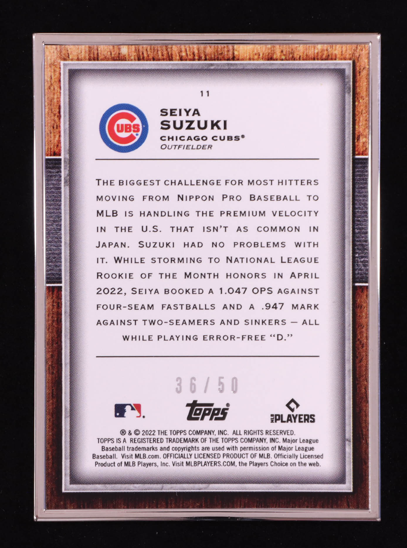 Seiya Suzuki 2022 Topps Transcendent #11 #36/50 RC at PristineAuction.com Seiya Suzuki 2022 Topps Transcendent #11 #36/50 RC at PristineAuction.com