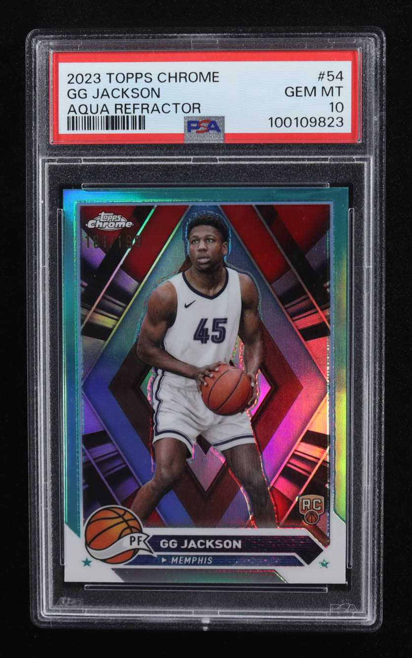 GG Jackson 2023-24 Topps Chrome Aqua Refractors #54 #181/199 RC (PSA 10) at PristineAuction.com GG Jackson 2023-24 Topps Chrome Aqua Refractors #54 #181/199 RC (PSA 10) at PristineAuction.com