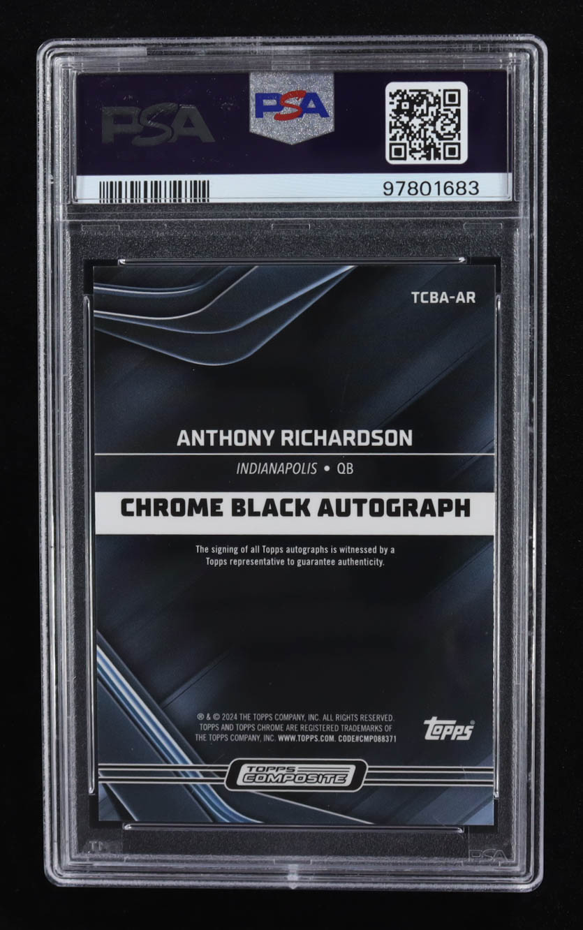 Anthony Richardson 2023 Topps Composite Chrome Black Autographs Gold Refractors #TCBAAR RC #26/50 (PSA 10) at PristineAuction.com Anthony Richardson 2023 Topps Composite Chrome Black Autographs Gold Refractors #TCBAAR RC #26/50 (PSA 10) at PristineAuction.com