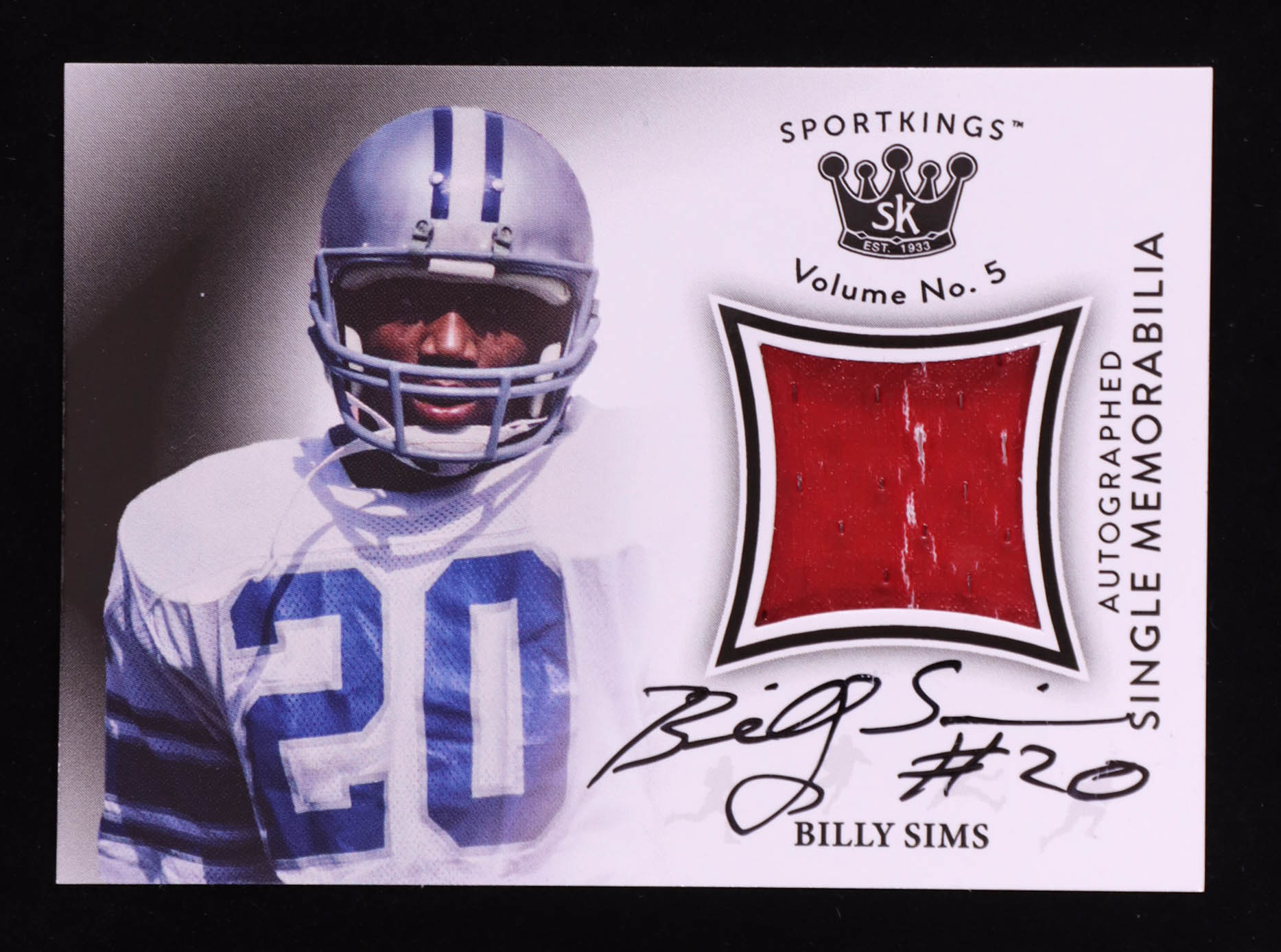 Billy Sims 2024 Sportkings Volume 5 Autographed Memorabilia #AMBS2 at PristineAuction.com Billy Sims 2024 Sportkings Volume 5 Autographed Memorabilia #AMBS2 at PristineAuction.com