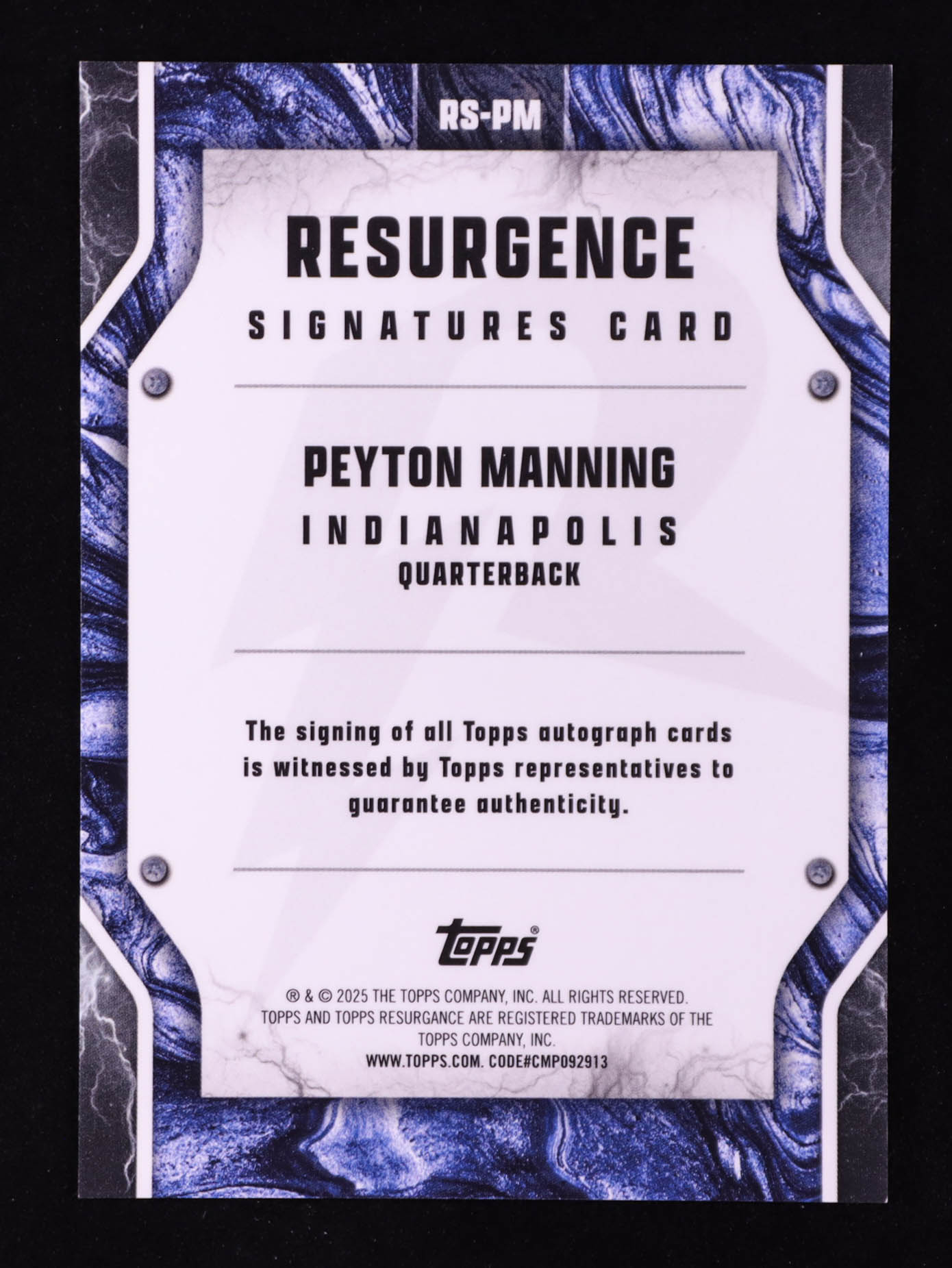 Peyton Manning 2025 Topps Resurgence Autographs #RS-PM #10/10 at PristineAuction.com Peyton Manning 2025 Topps Resurgence Autographs #RS-PM #10/10 at PristineAuction.com