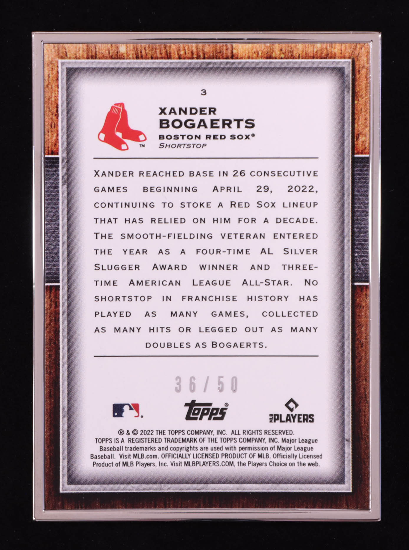 Xander Bogaerts 2022 Topps Transcendent #3 #36/50 at PristineAuction.com Xander Bogaerts 2022 Topps Transcendent #3 #36/50 at PristineAuction.com