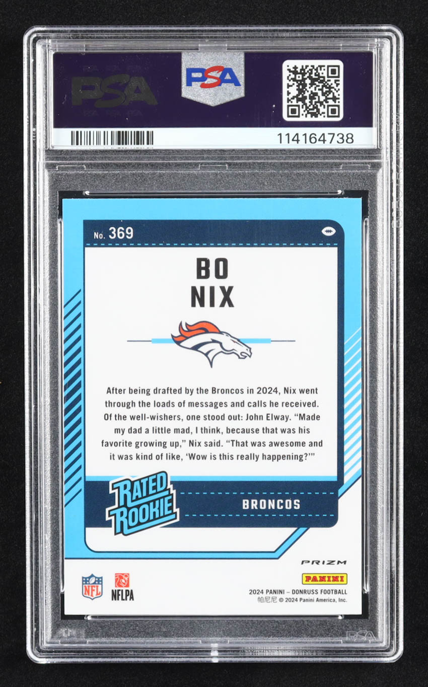 Bo Nix 2024 Donruss Optic Rated Rookies Preview Pink #369 RR RC (PSA 9) at PristineAuction.com Bo Nix 2024 Donruss Optic Rated Rookies Preview Pink #369 RR RC (PSA 9) at PristineAuction.com