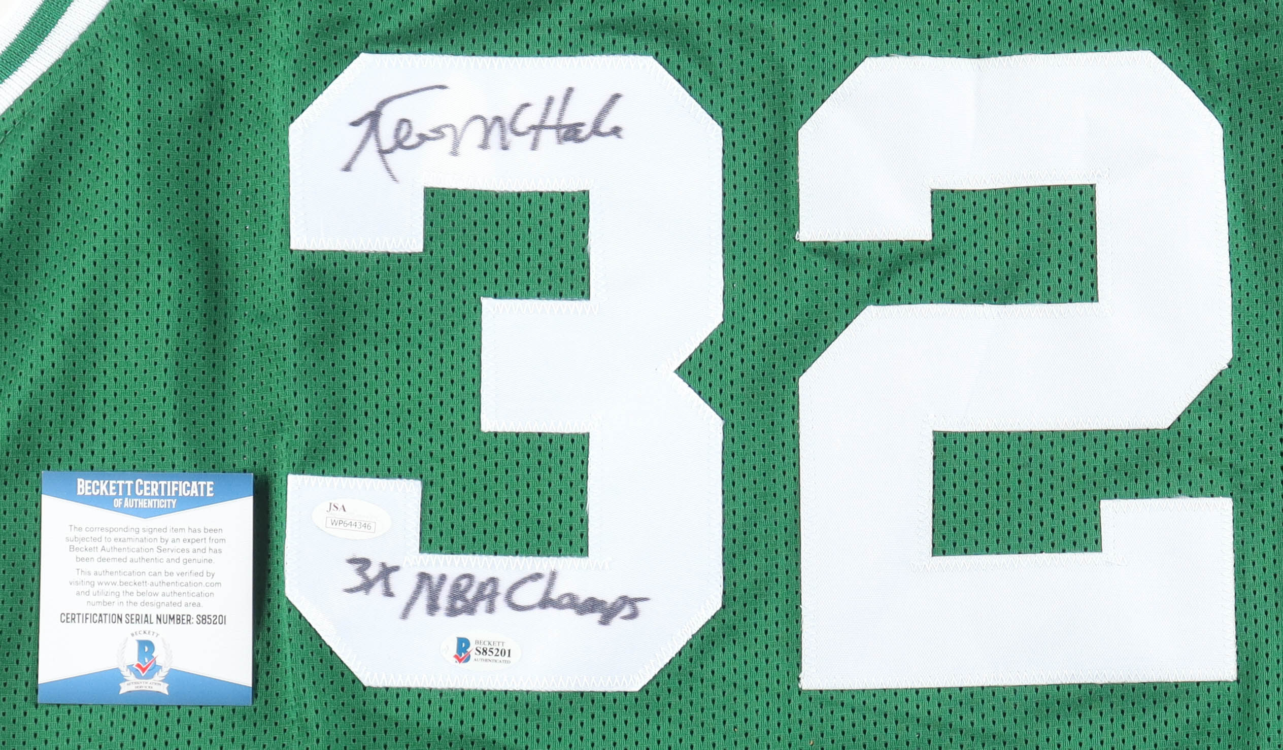 Kevin McHale Signed Jersey Inscribed "3x NBA Champs" (Beckett & JSA) at PristineAuction.com Kevin McHale Signed Jersey Inscribed "3x NBA Champs" (Beckett & JSA) at PristineAuction.com