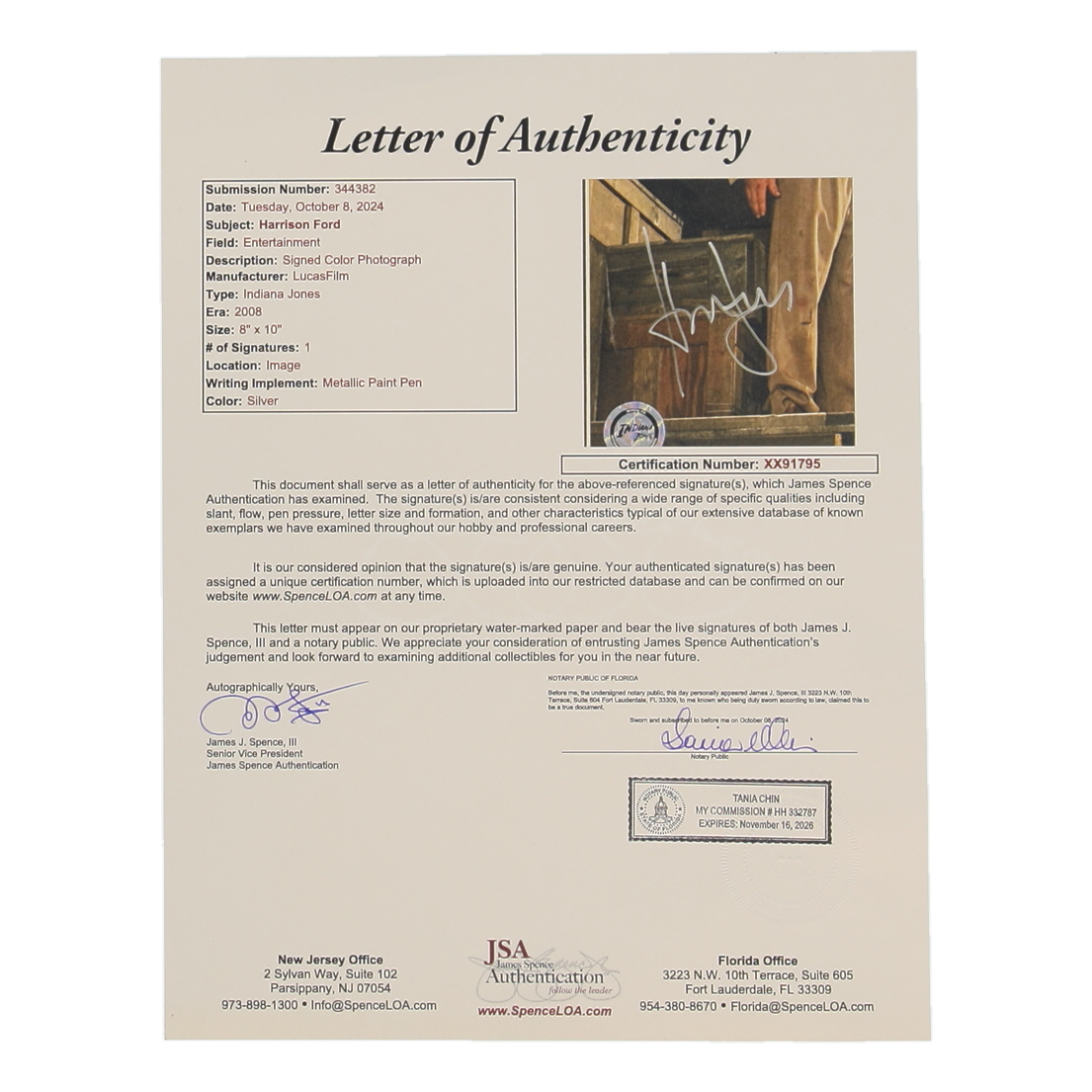 Harrison Ford Signed "Indiana Jones and the Kingdom of the Crystal Skull" 11x14 Custom Matted Photo Display (JSA) at PristineAuction.com Harrison Ford Signed "Indiana Jones and the Kingdom of the Crystal Skull" 11x14 Custom Matted Photo Display (JSA) at PristineAuction.com