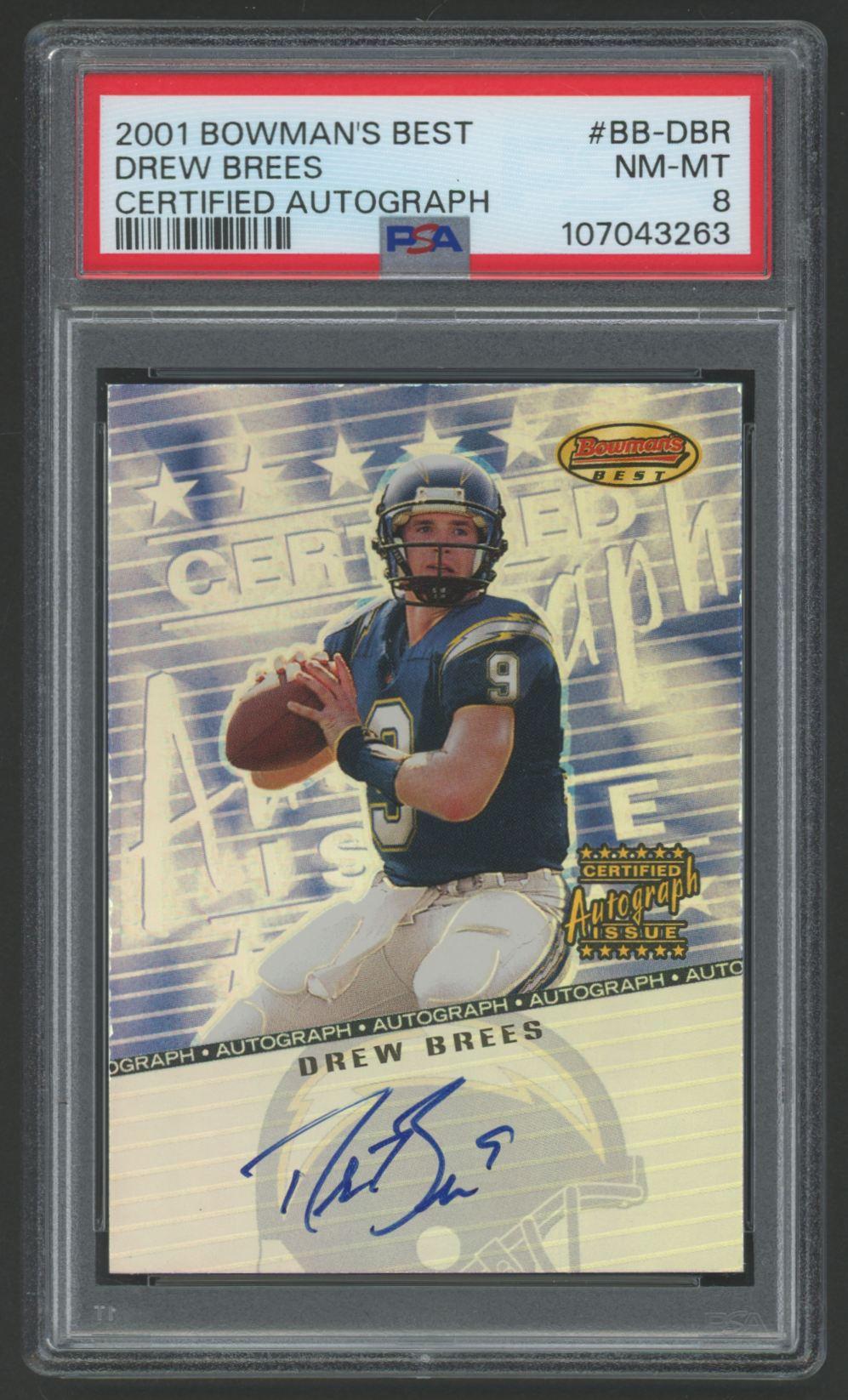 Drew Brees 2001 Bowman's Best Certified Autograph #BBDBR RC (PSA 8) at PristineAuction.com Drew Brees 2001 Bowman's Best Certified Autograph #BBDBR RC (PSA 8) at PristineAuction.com