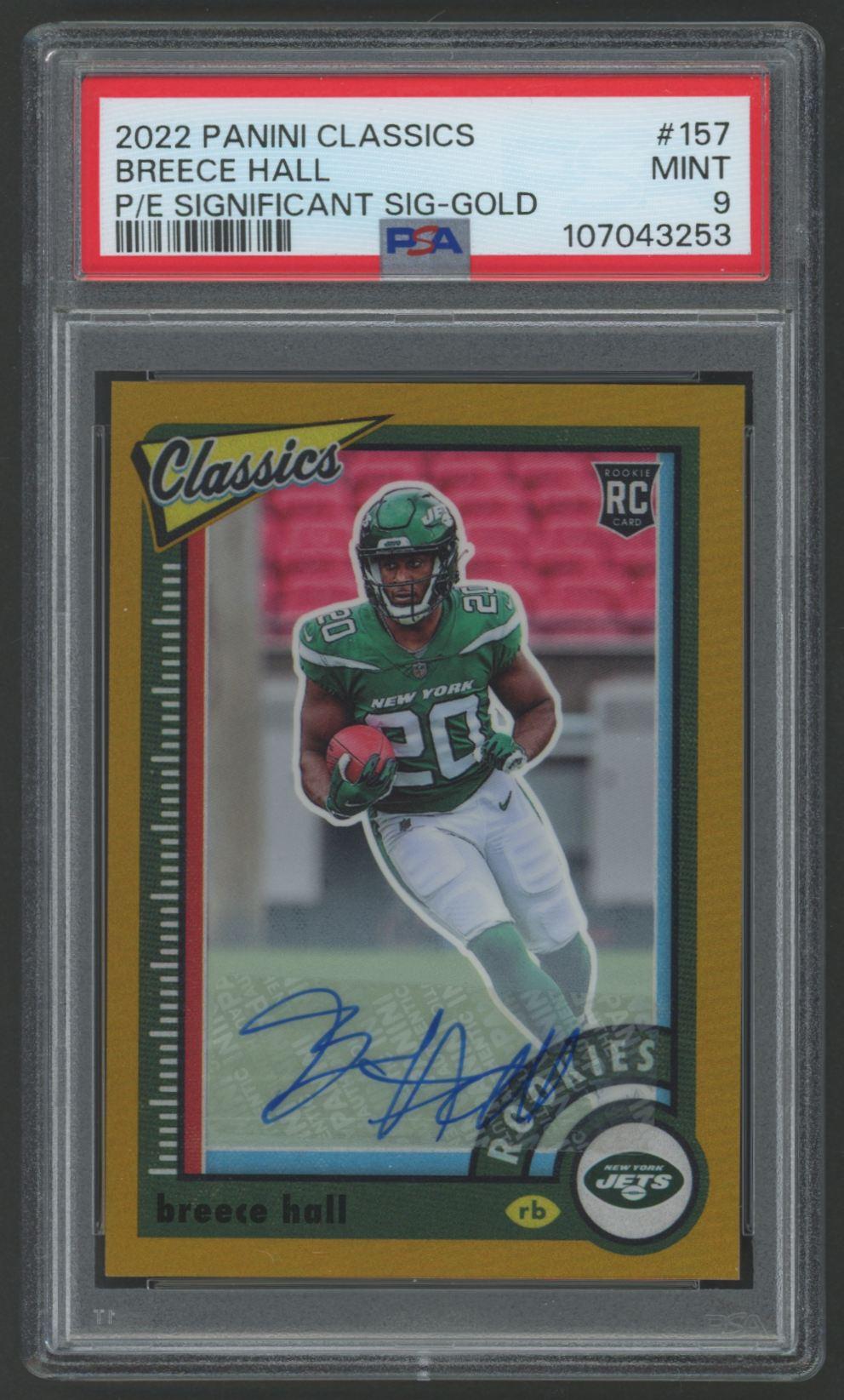 Breece Hall 2022 Classics P/E Significant Signatures Gold #157 #63/75 (PSA 9) at PristineAuction.com Breece Hall 2022 Classics P/E Significant Signatures Gold #157 #63/75 (PSA 9) at PristineAuction.com
