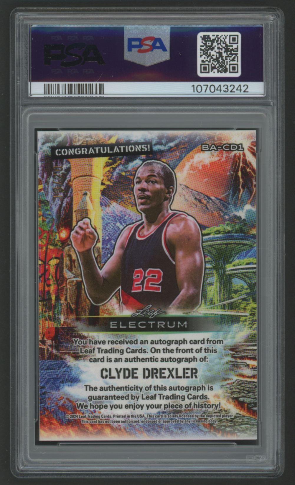 Clyde Drexler 2024 Leaf Electrum Autograph #BACD1 #13/20 (PSA 8) at PristineAuction.com Clyde Drexler 2024 Leaf Electrum Autograph #BACD1 #13/20 (PSA 8) at PristineAuction.com