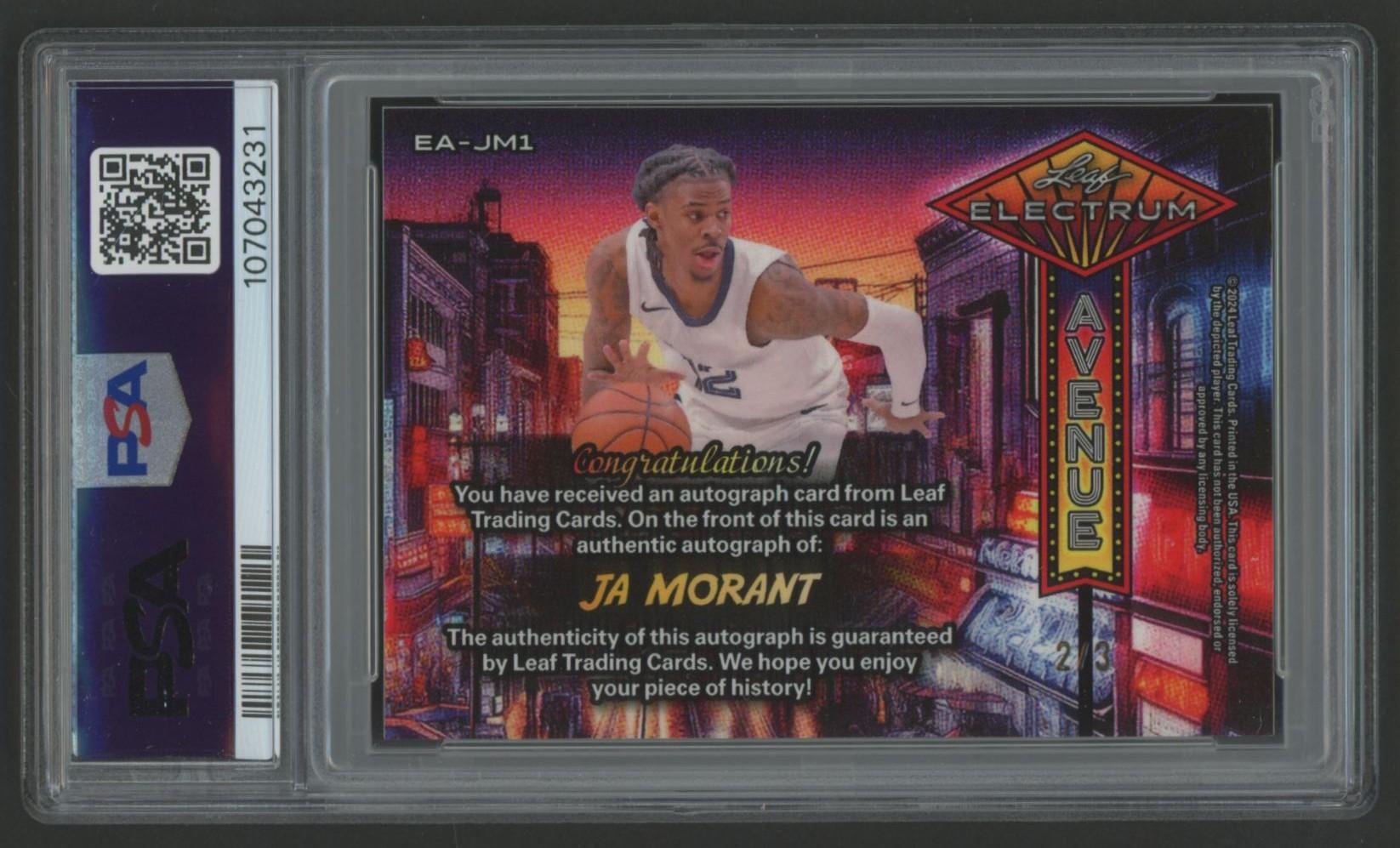 Ja Morant 2024 Leaf Electrum Avenue Autograph Silver #EAJM1 #2/3 (PSA 8) at PristineAuction.com Ja Morant 2024 Leaf Electrum Avenue Autograph Silver #EAJM1 #2/3 (PSA 8) at PristineAuction.com