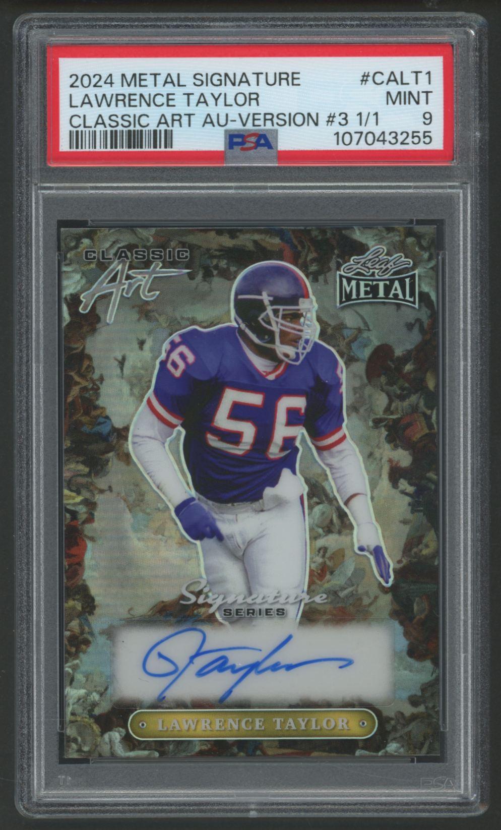 Lawrence Taylor 2024 Metal Signature Classic Art Autographs Version #3 #CALT1 #1/1 (PSA 9) at PristineAuction.com Lawrence Taylor 2024 Metal Signature Classic Art Autographs Version #3 #CALT1 #1/1 (PSA 9) at PristineAuction.com