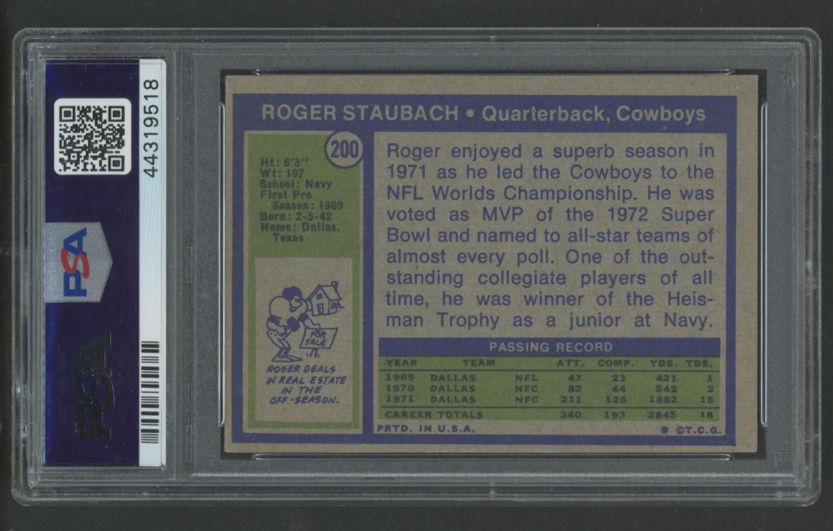 Roger Staubach 1972 Topps #200 RC (PSA 5) at PristineAuction.com Roger Staubach 1972 Topps #200 RC (PSA 5) at PristineAuction.com