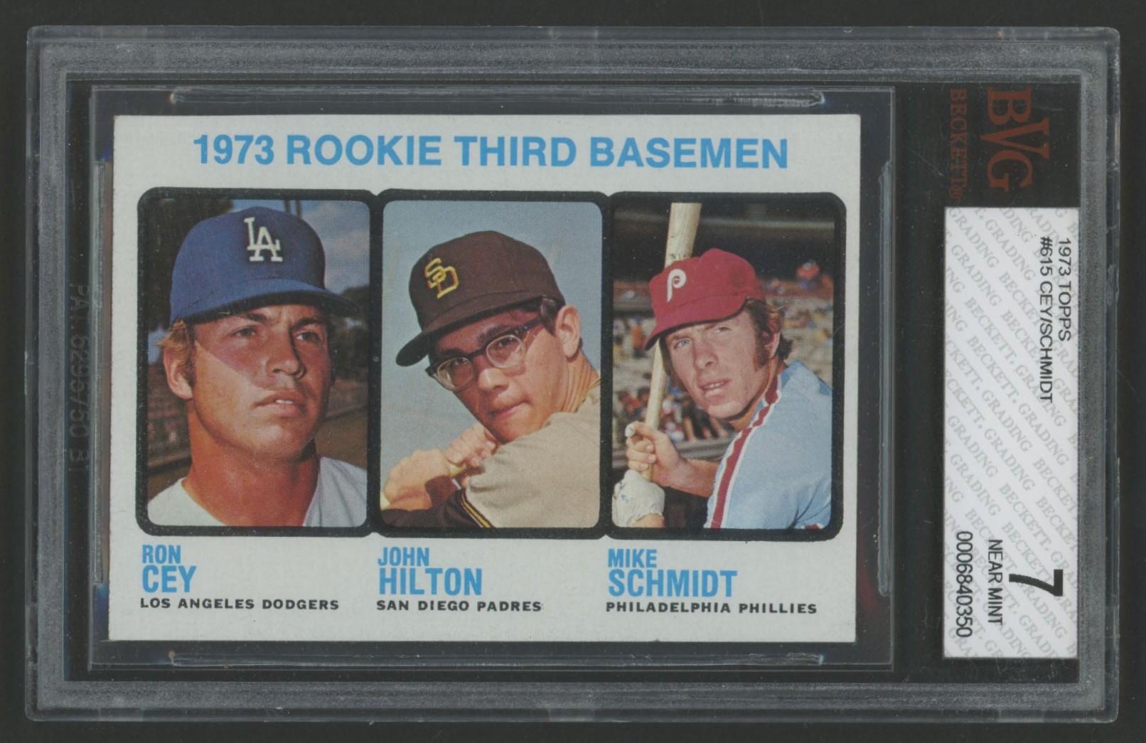 Ron Cey / John Hilton / Mike Schmidt 1973 Topps #615 Rookie Third Basemen RC (BVG 7) at PristineAuction.com Ron Cey / John Hilton / Mike Schmidt 1973 Topps #615 Rookie Third Basemen RC (BVG 7) at PristineAuction.com