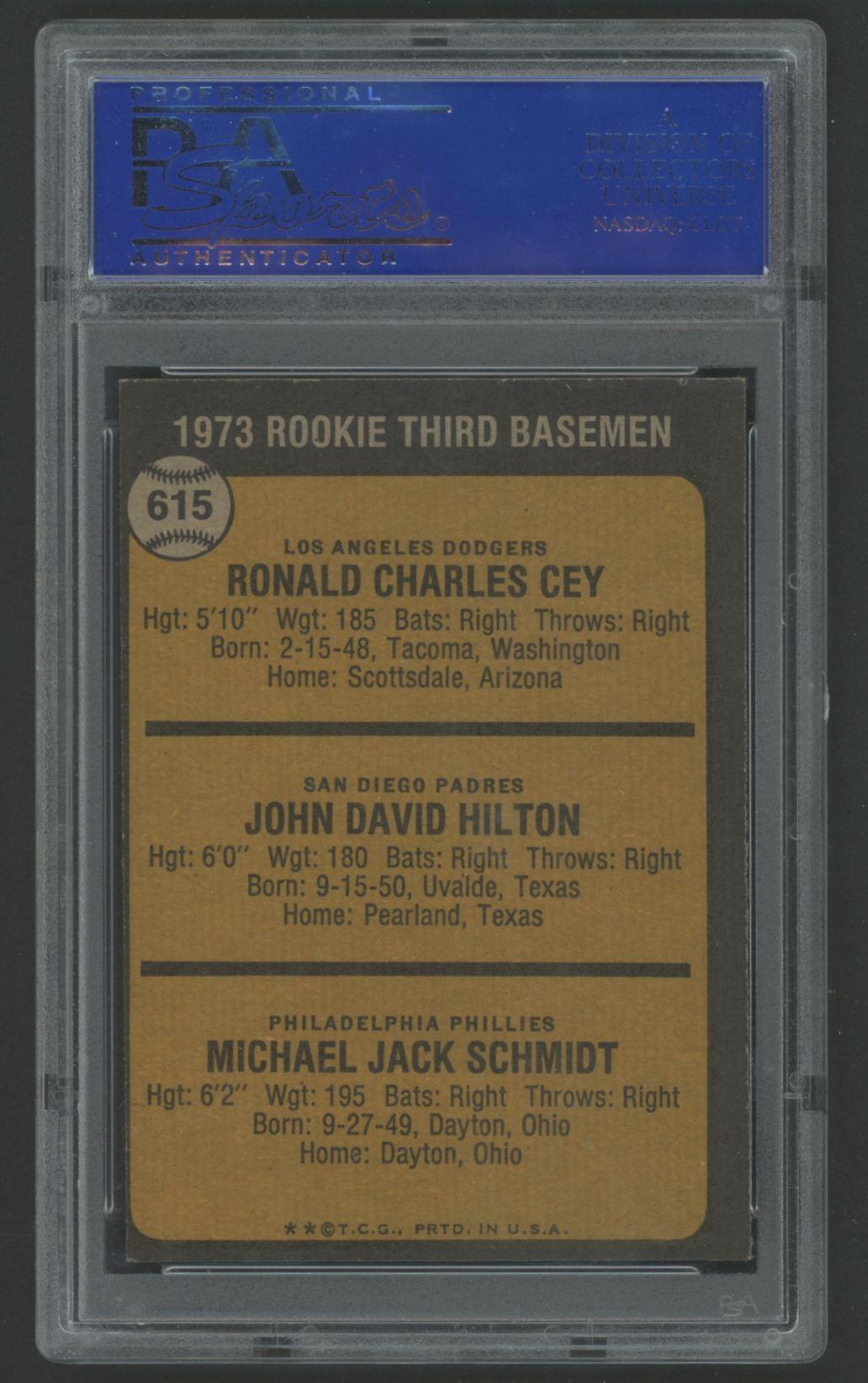 Ron Cey / John Hilton / Mike Schmidt 1973 Topps #615 Rookie Third Basemen RC (PSA 7) at PristineAuction.com Ron Cey / John Hilton / Mike Schmidt 1973 Topps #615 Rookie Third Basemen RC (PSA 7) at PristineAuction.com