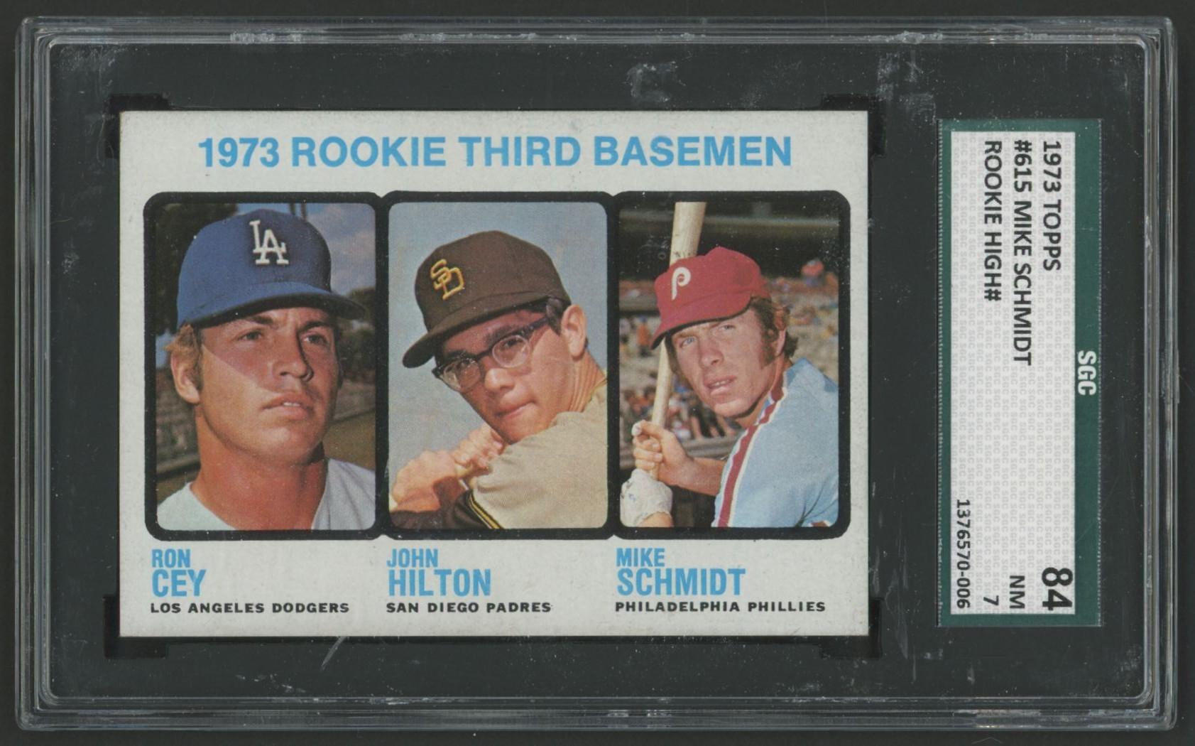 Ron Cey / John Hilton / Mike Schmidt 1973 Topps #615 Rookie Third Basemen RC (SGC 7) at PristineAuction.com Ron Cey / John Hilton / Mike Schmidt 1973 Topps #615 Rookie Third Basemen RC (SGC 7) at PristineAuction.com