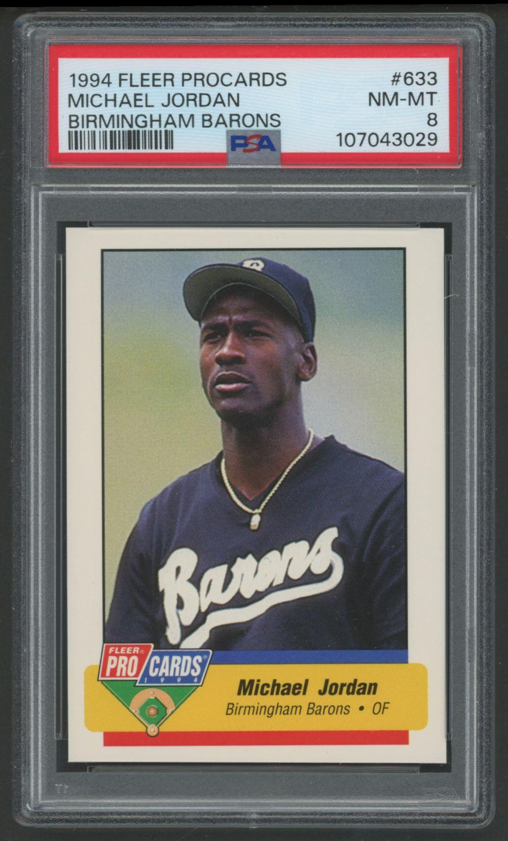 Michael Jordan 1994 Fleer Procards Birmingham Barons #633 (PSA 8) at PristineAuction.com Michael Jordan 1994 Fleer Procards Birmingham Barons #633 (PSA 8) at PristineAuction.com
