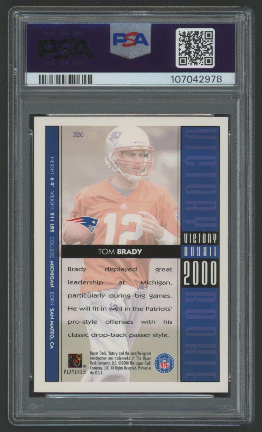 Tom Brady 2000 Upper Deck Victory #326 RC (PSA 8) at PristineAuction.com Tom Brady 2000 Upper Deck Victory #326 RC (PSA 8) at PristineAuction.com