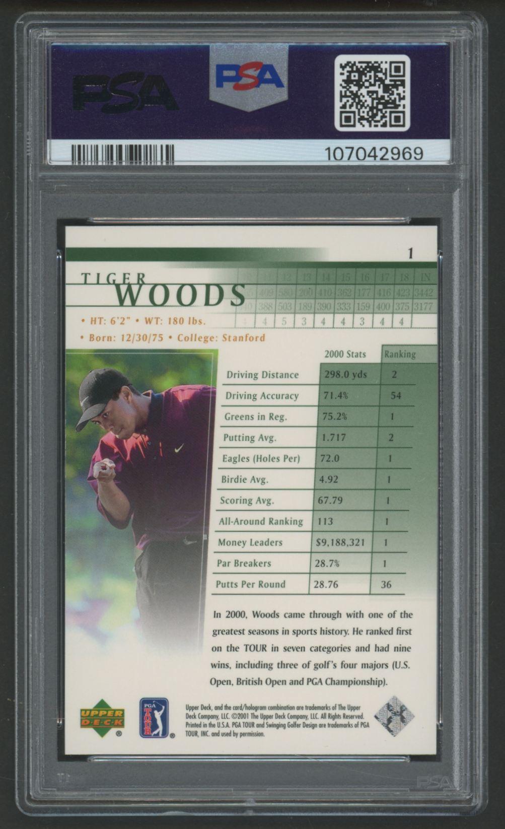 Tiger Woods 2001 Upper Deck #1 RC (PSA 9) at PristineAuction.com Tiger Woods 2001 Upper Deck #1 RC (PSA 9) at PristineAuction.com