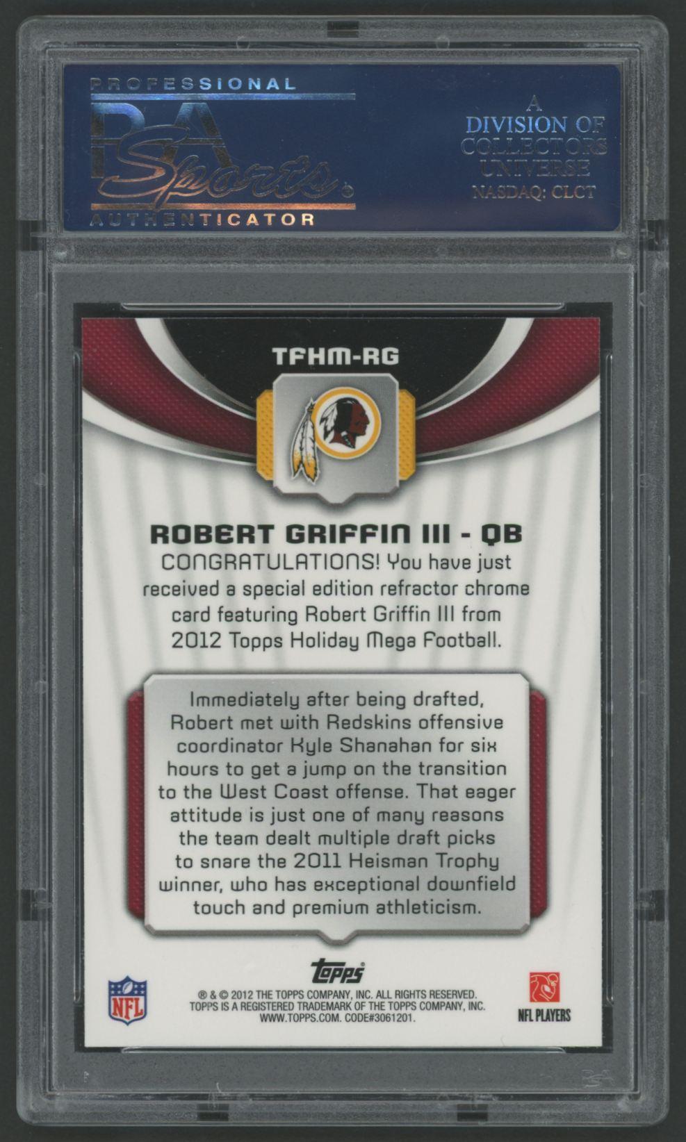 Robert Griffin III 2012 Topps Holiday Mega Refractor #RG (PSA 10) at PristineAuction.com Robert Griffin III 2012 Topps Holiday Mega Refractor #RG (PSA 10) at PristineAuction.com