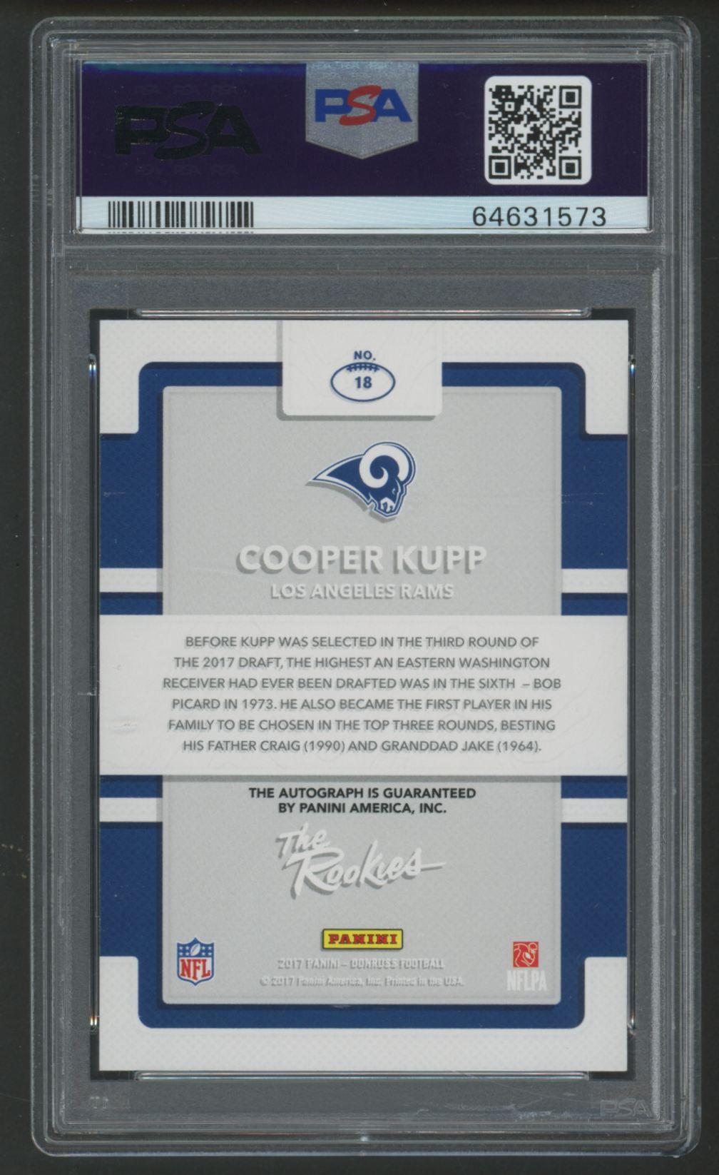 Cooper Kupp 2017 Donruss The Rookies Autographs #18 RC #420/499 (PSA 10) at PristineAuction.com Cooper Kupp 2017 Donruss The Rookies Autographs #18 RC #420/499 (PSA 10) at PristineAuction.com