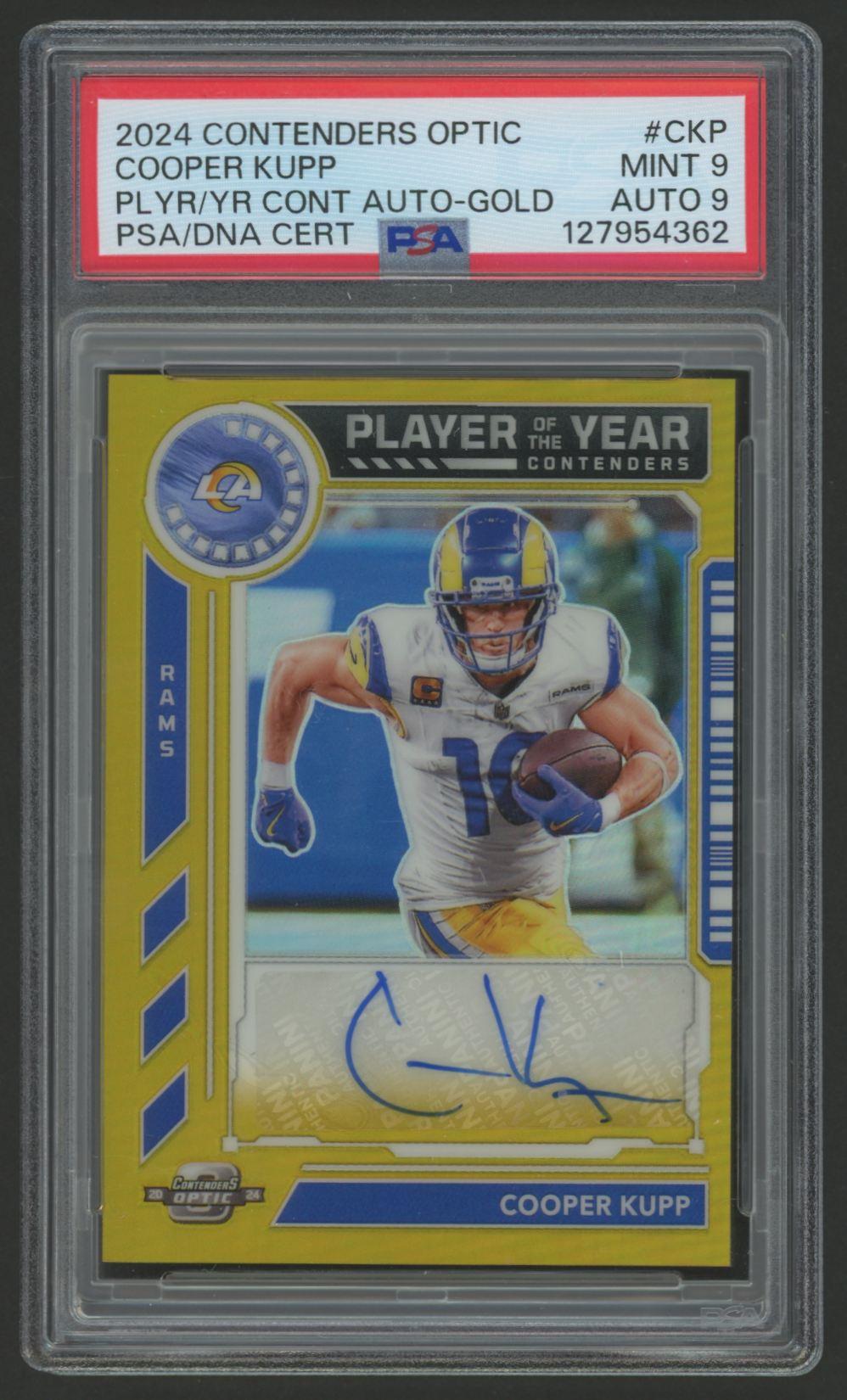 Cooper Kupp 2024 Contenders Optic Player of the Year Contenders Autograph Gold #CKP #7/10 (PSA 9 | Auto 9) at PristineAuction.com Cooper Kupp 2024 Contenders Optic Player of the Year Contenders Autograph Gold #CKP #7/10 (PSA 9 | Auto 9) at PristineAuction.com