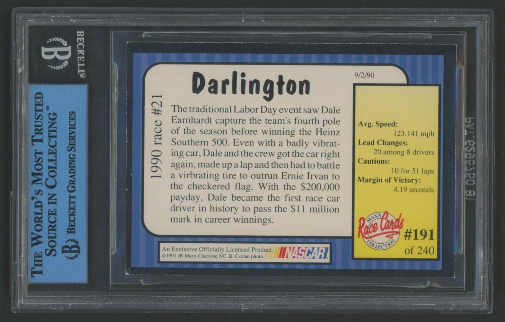 Dale Earnhardt Sr. Signed 1991 Maxx #191 (BGS) at PristineAuction.com Dale Earnhardt Sr. Signed 1991 Maxx #191 (BGS) at PristineAuction.com