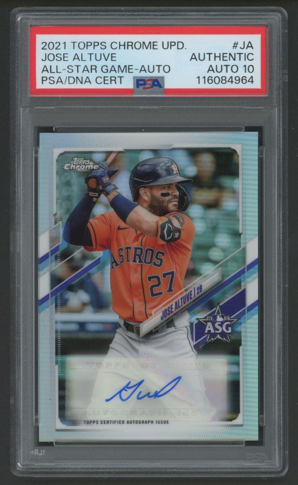 Jose Altuve 2021 Topps Chrome Update All-Star Game Autograph #ASGAJA (PSA | Auto 10) at PristineAuction.com Jose Altuve 2021 Topps Chrome Update All-Star Game Autograph #ASGAJA (PSA | Auto 10) at PristineAuction.com
