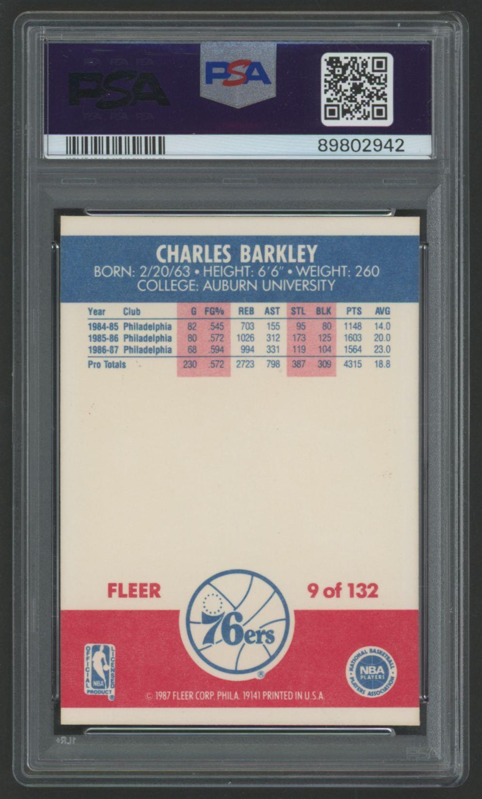Charles Barkley 1987 Fleer #9 (PSA 8) at PristineAuction.com Charles Barkley 1987 Fleer #9 (PSA 8) at PristineAuction.com