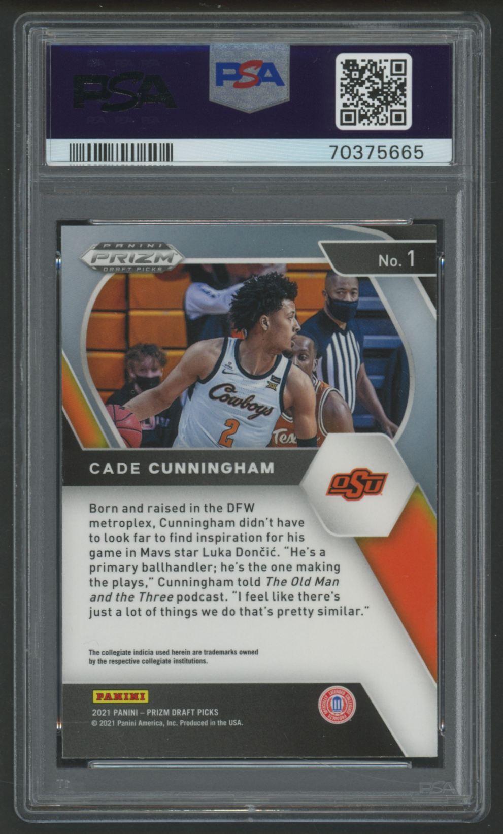 Cade Cunningham 2021 Panini Prizm Draft Picks #1 (PSA 10) at PristineAuction.com Cade Cunningham 2021 Panini Prizm Draft Picks #1 (PSA 10) at PristineAuction.com