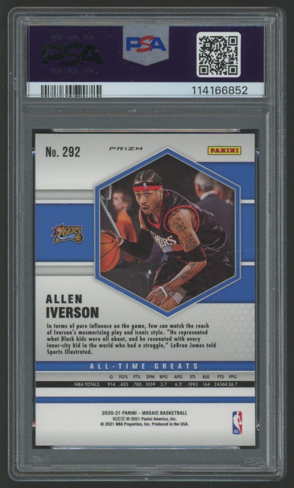 Allen Iverson 2020 Mosaic Mosaic Reactive Orange #292 (PSA 10) at PristineAuction.com Allen Iverson 2020 Mosaic Mosaic Reactive Orange #292 (PSA 10) at PristineAuction.com