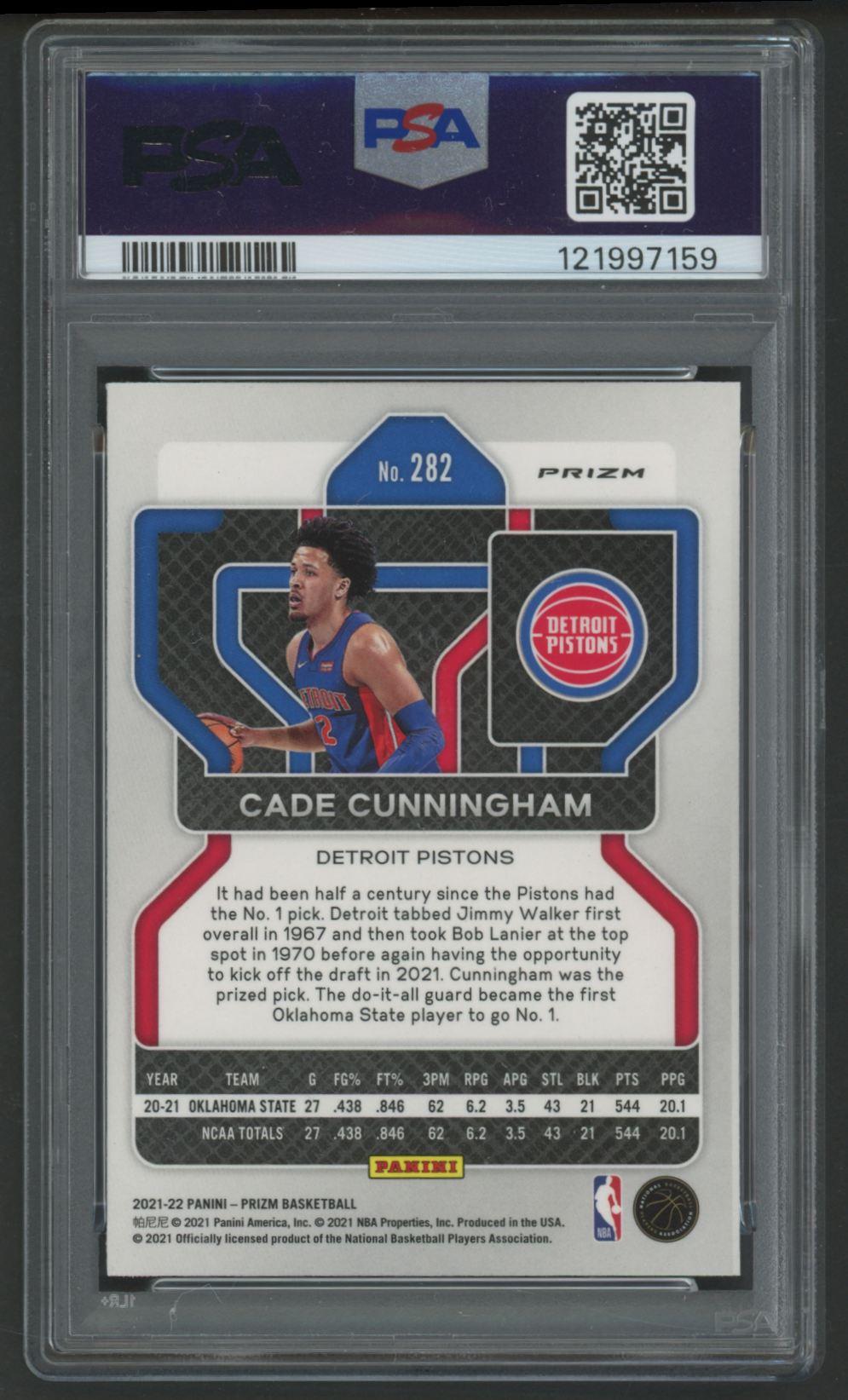 Cade Cunningham 2021 Panini Prizm Red White Blue #282 RC (PSA 9) at PristineAuction.com Cade Cunningham 2021 Panini Prizm Red White Blue #282 RC (PSA 9) at PristineAuction.com