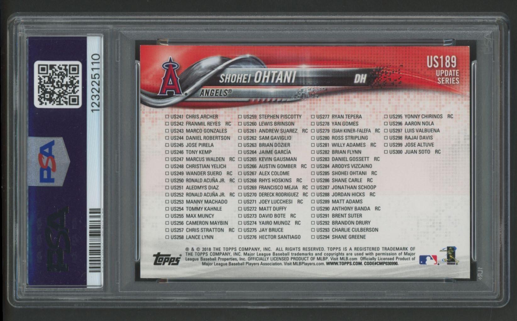 Shohei Ohtani 2018 Topps Update #US189 RC (PSA 9) at PristineAuction.com Shohei Ohtani 2018 Topps Update #US189 RC (PSA 9) at PristineAuction.com