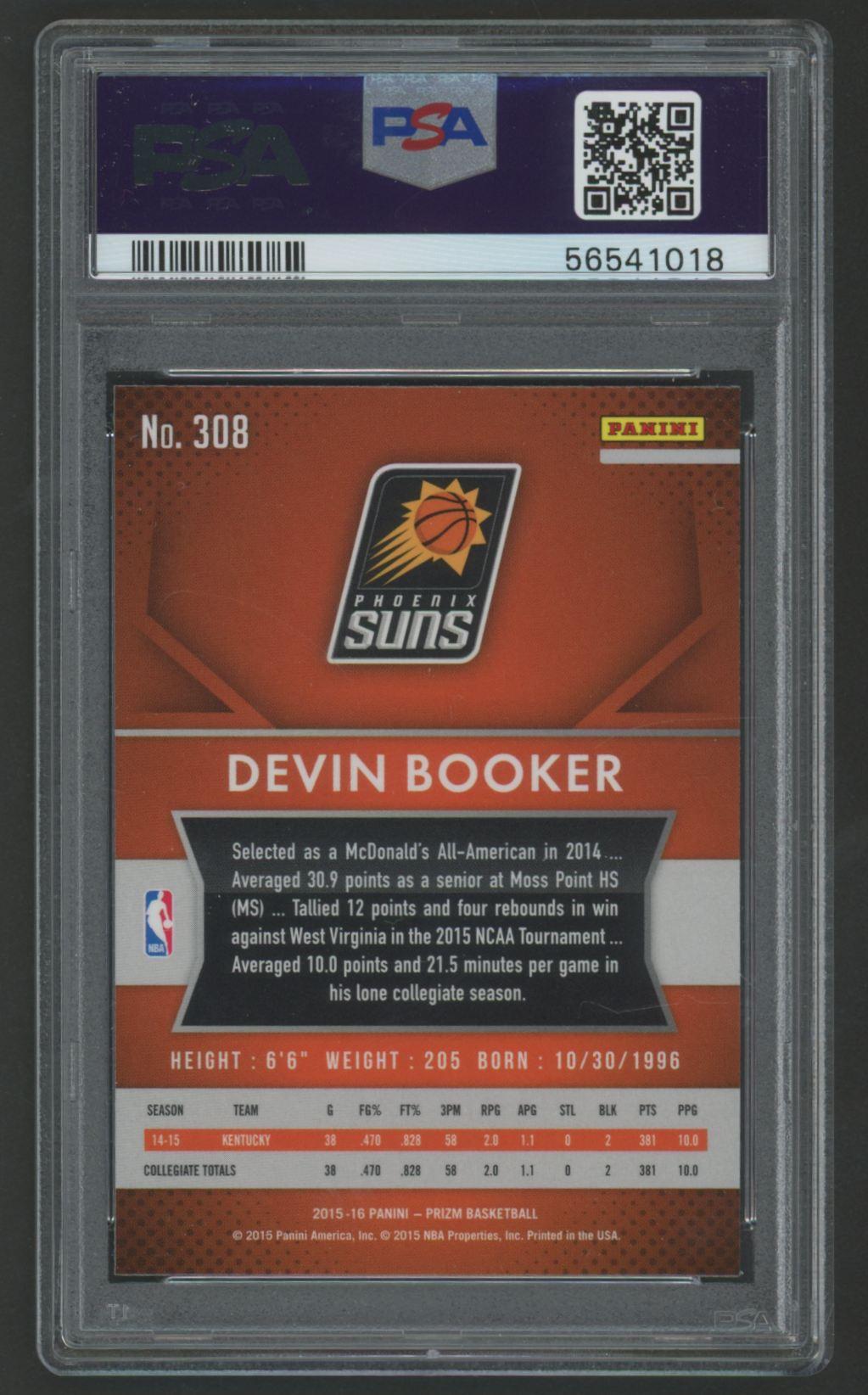 Devin Booker 2015 Panini Prizm #308 RC (PSA 9) at PristineAuction.com Devin Booker 2015 Panini Prizm #308 RC (PSA 9) at PristineAuction.com