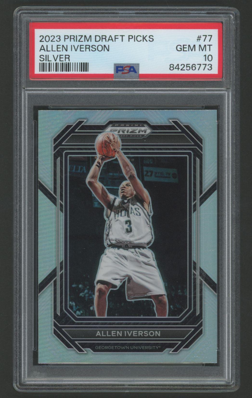 Allen Iverson 2023 Panini Prizm Draft Picks Silver #77 (PSA 10) at PristineAuction.com Allen Iverson 2023 Panini Prizm Draft Picks Silver #77 (PSA 10) at PristineAuction.com